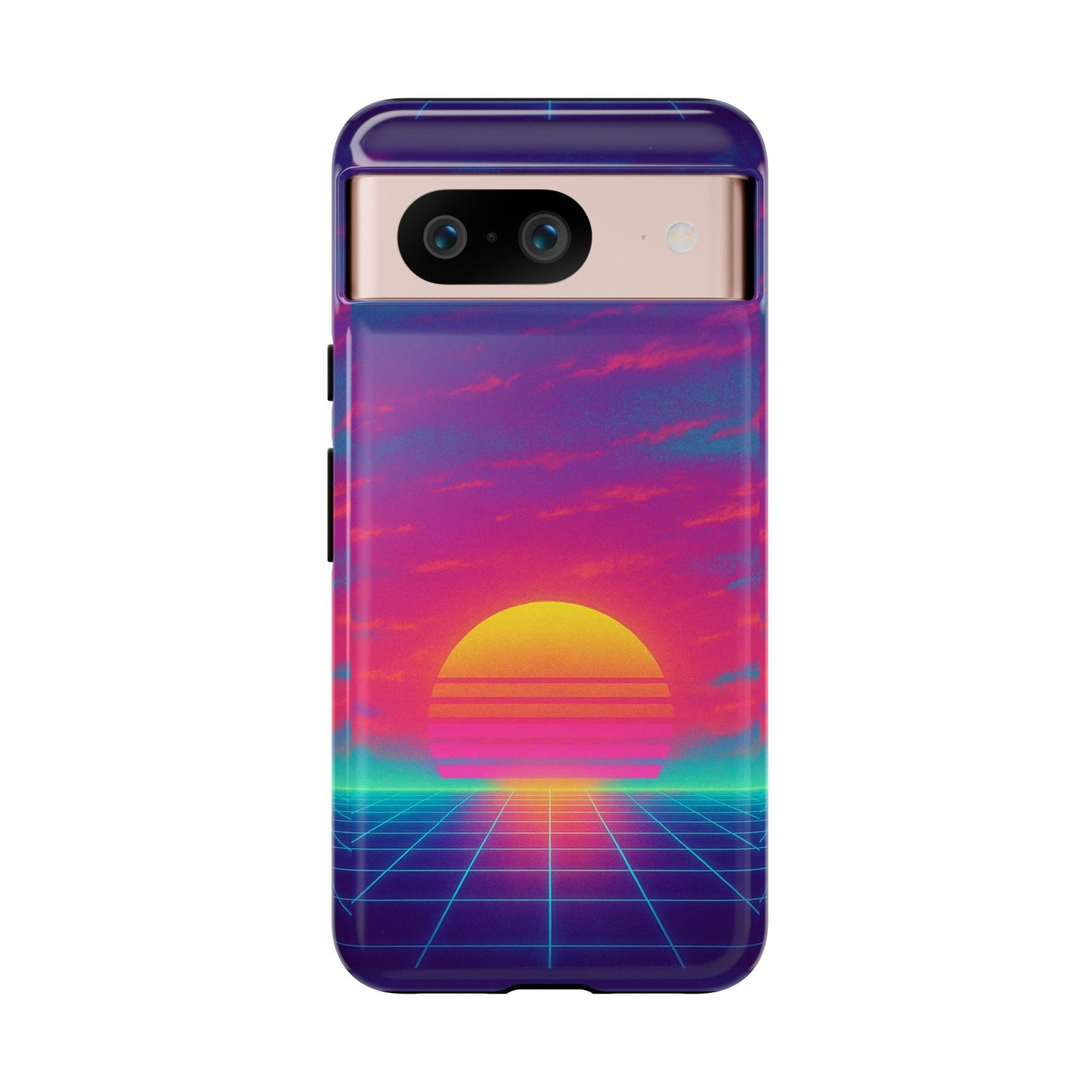 Retro Sunset Tough Phone Case - Vibrant 80s Aesthetic