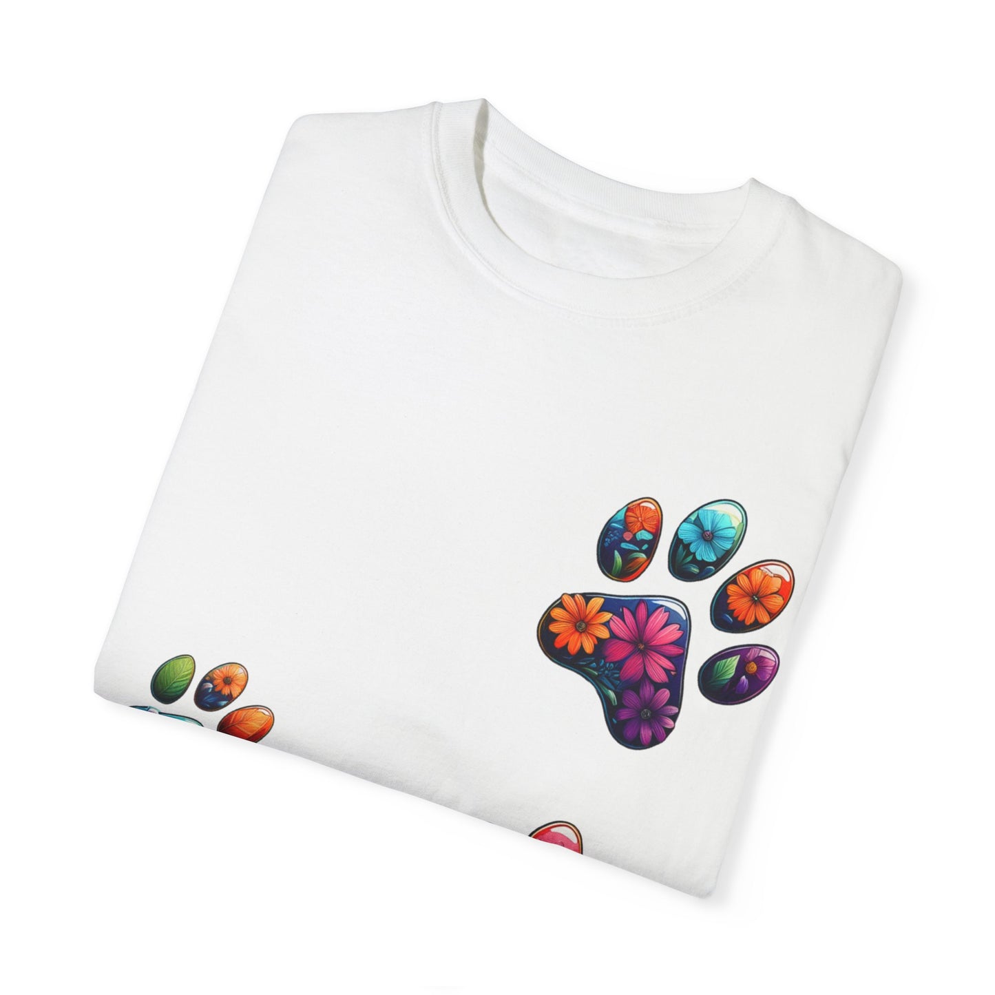 Floral Paw Print T-Shirt for Pet Lovers