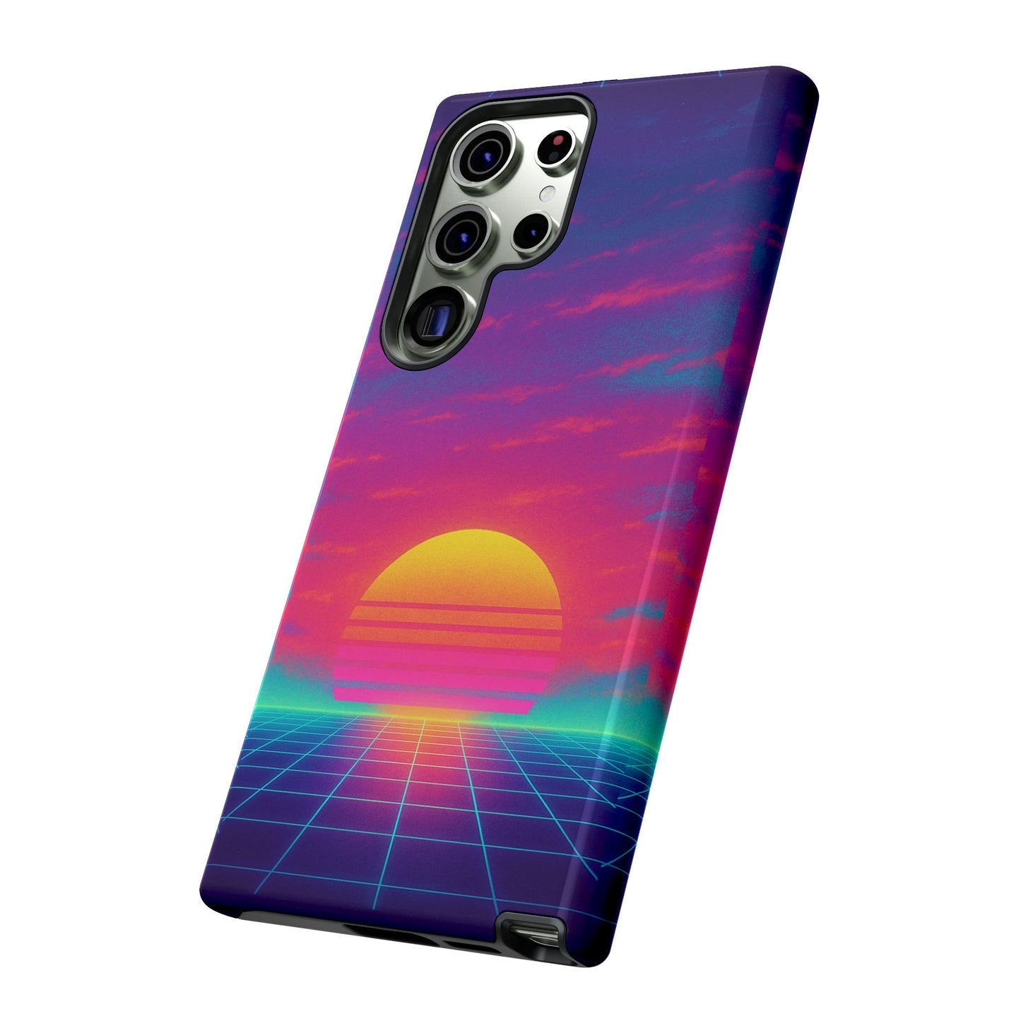 Retro Sunset Tough Phone Case - Vibrant 80s Aesthetic