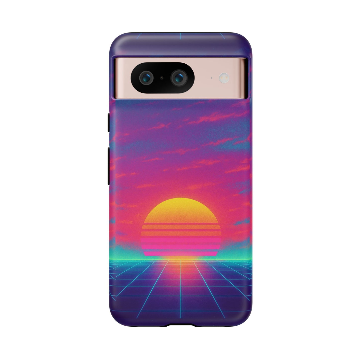 Retro Sunset Tough Phone Case - Vibrant 80s Aesthetic
