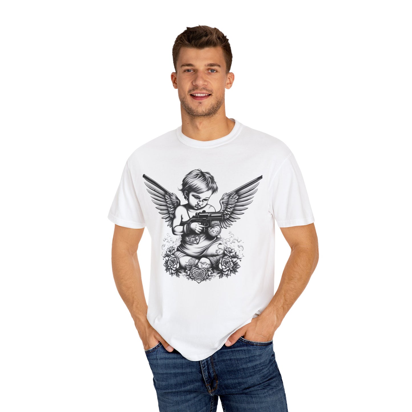 Unisex Angel with Gun Graphic T-Shirt - Edgy Streetwear