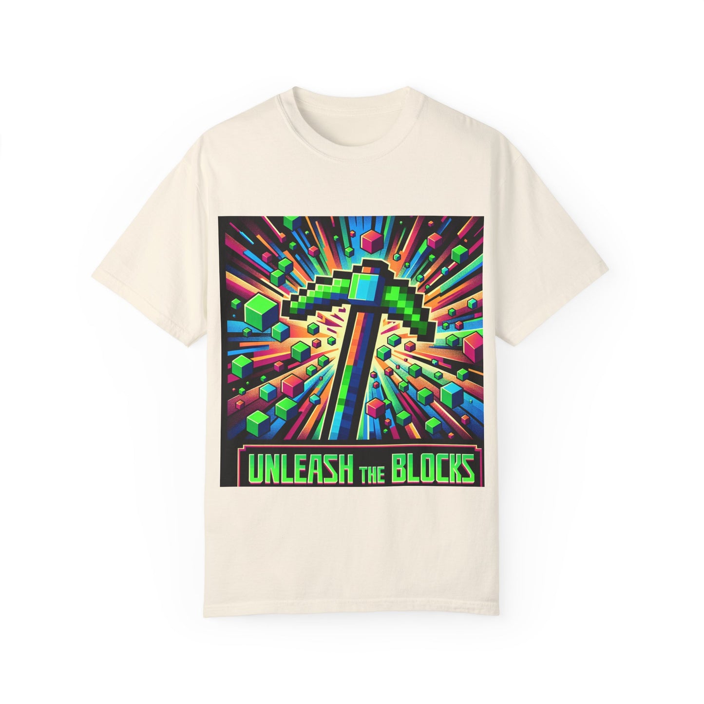 Unisex Garment-Dyed T-shirt - 'Unleash the Blocks' Gaming Tee