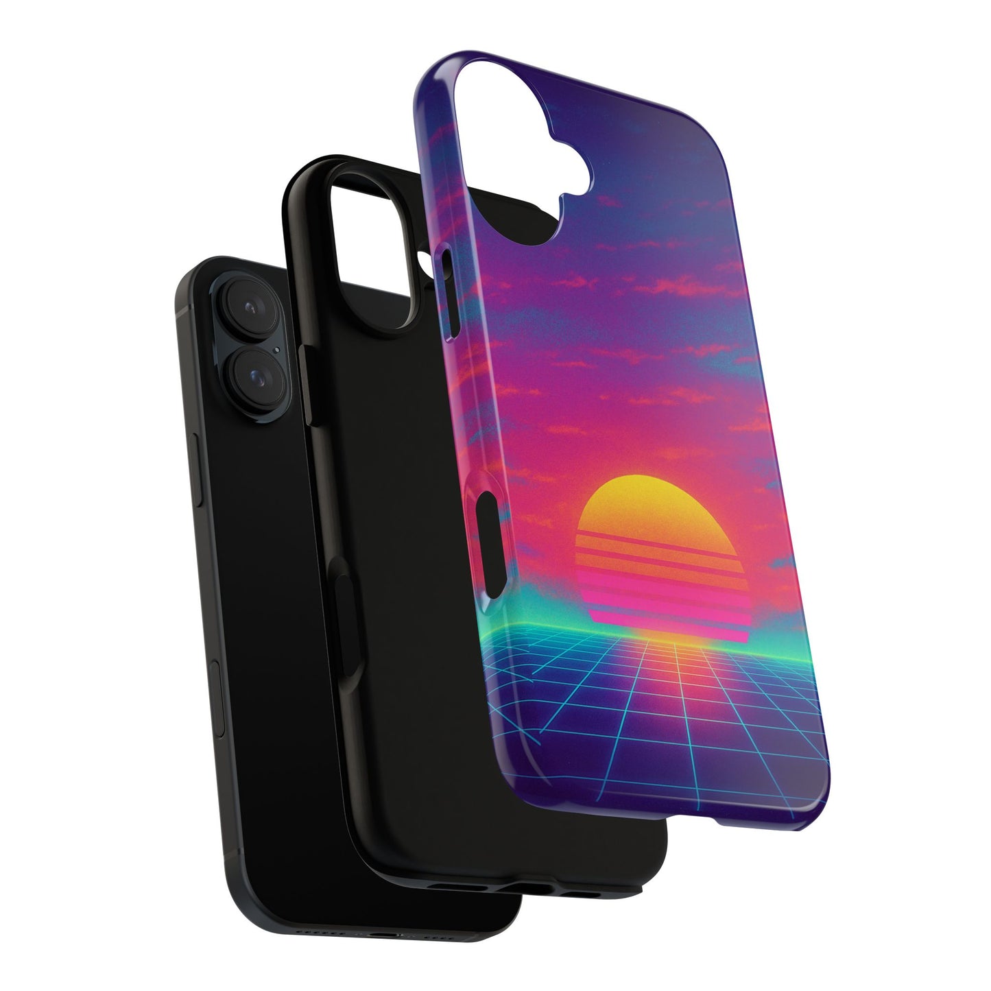 Retro Sunset Tough Phone Case - Vibrant 80s Aesthetic