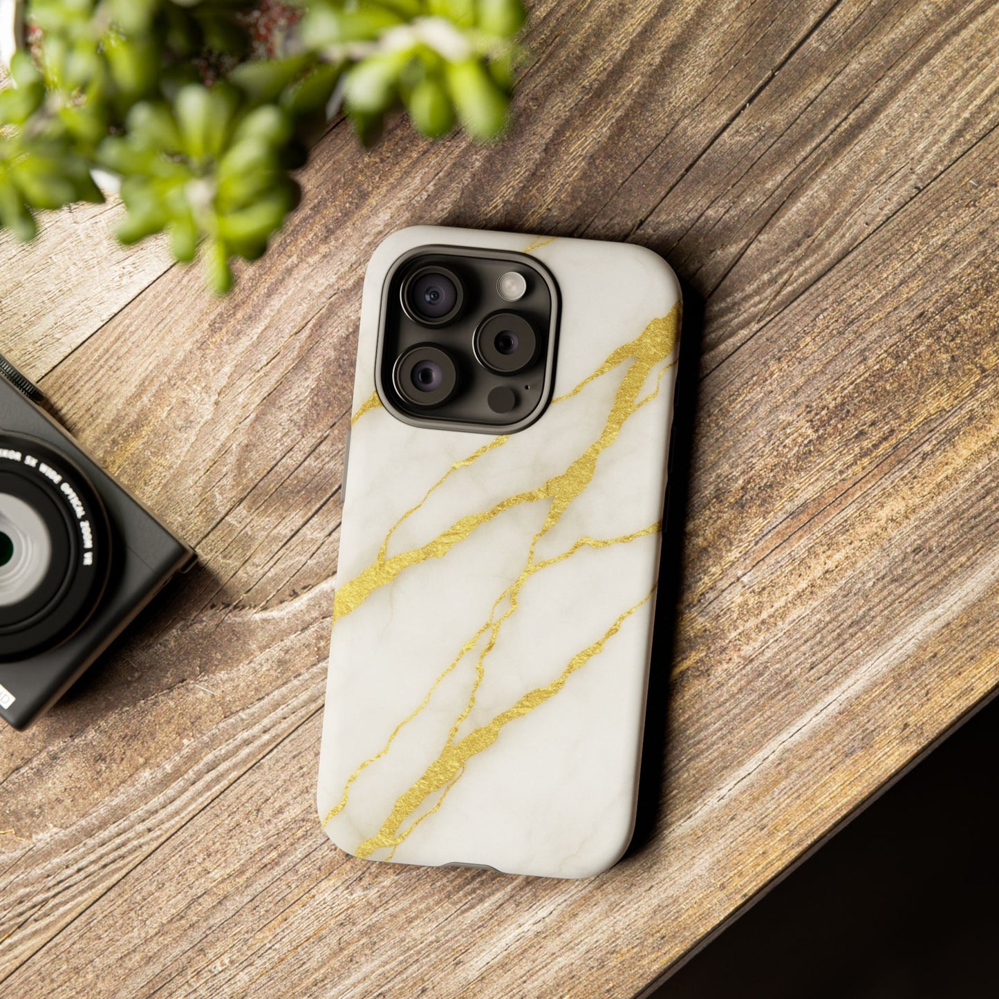 Luxury Marble Phone Case with Gold Accents