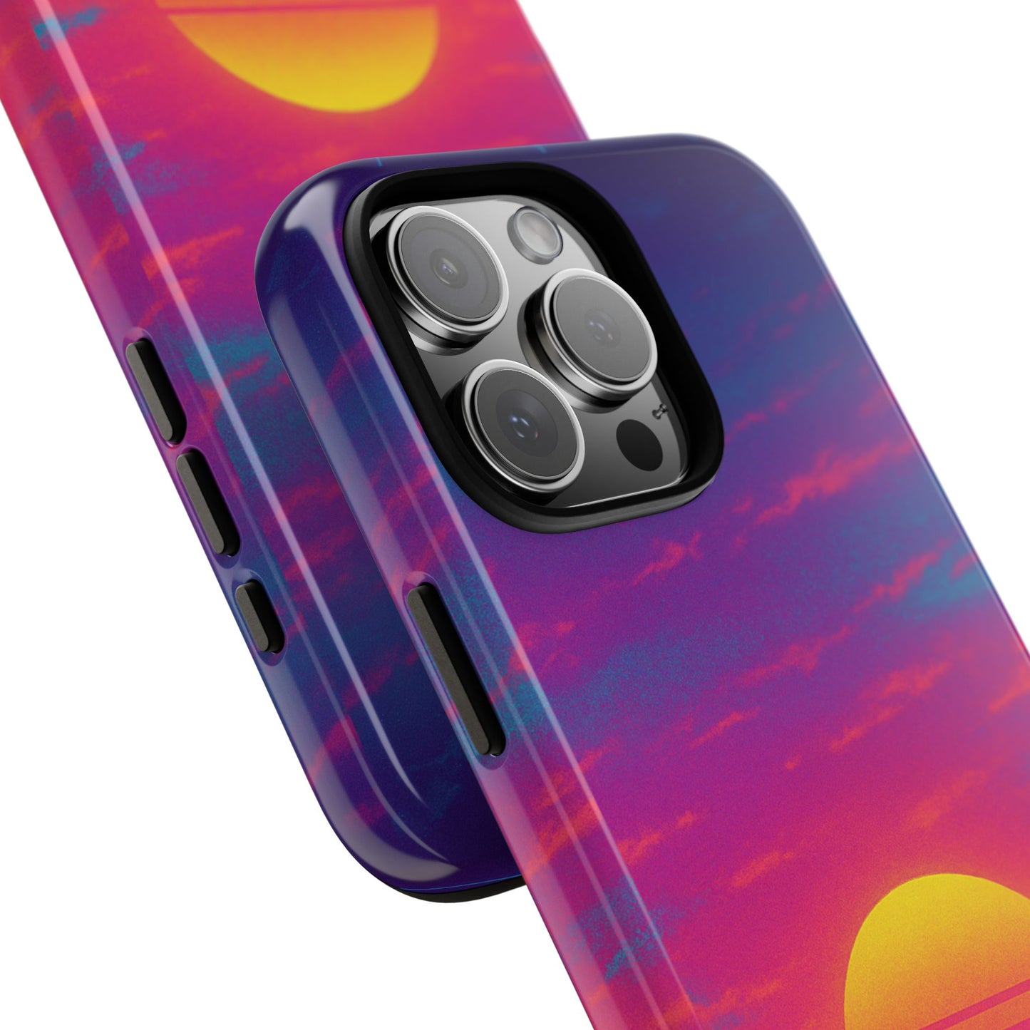 Retro Sunset Tough Phone Case - Vibrant 80s Aesthetic