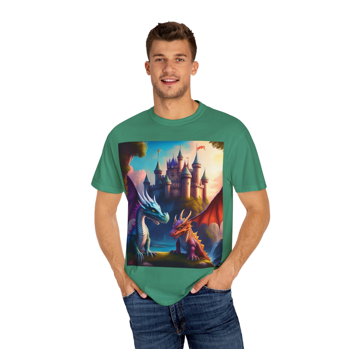 Fantasy Dragons Unisex Garment-Dyed T-Shirt - Perfect for Gamers & Fantasy Lovers