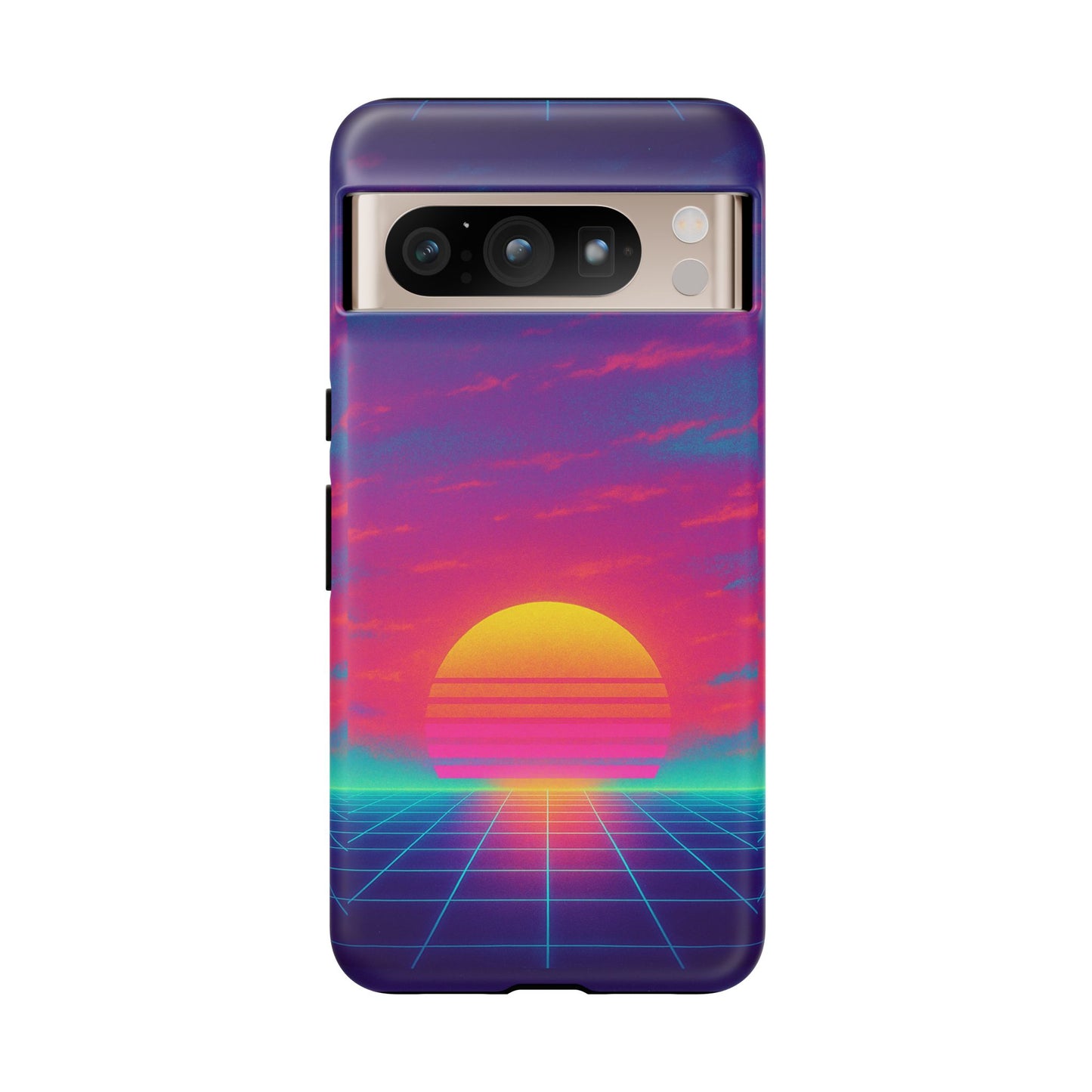 Retro Sunset Tough Phone Case - Vibrant 80s Aesthetic
