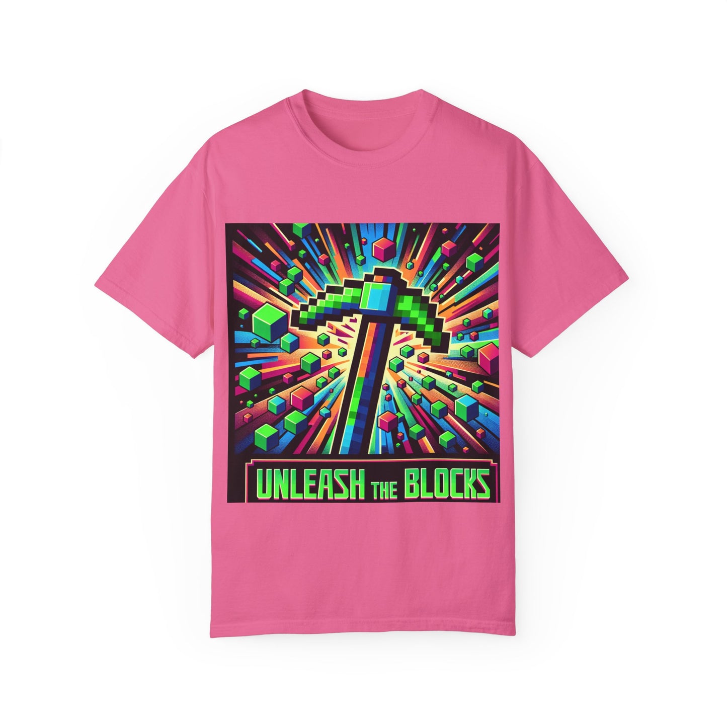 Unisex Garment-Dyed T-shirt - 'Unleash the Blocks' Gaming Tee