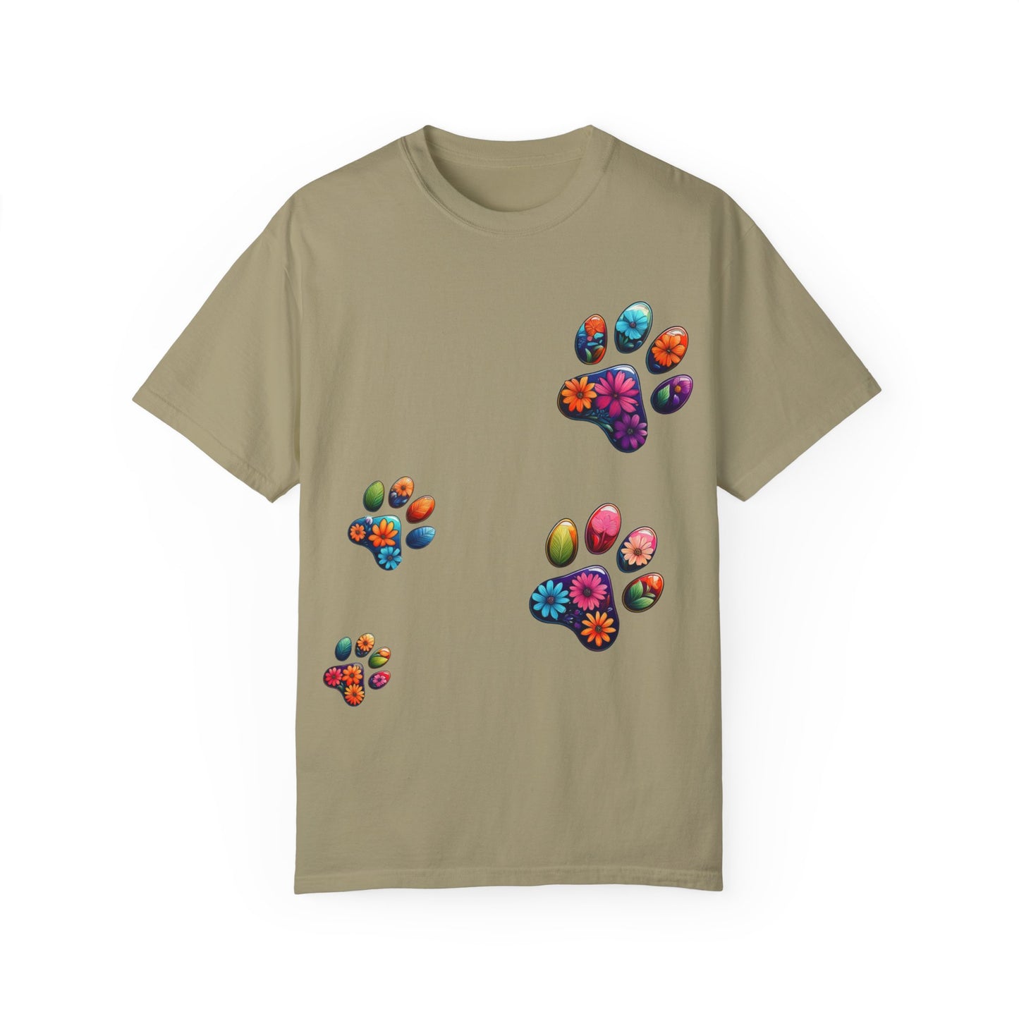 Floral Paw Print T-Shirt for Pet Lovers