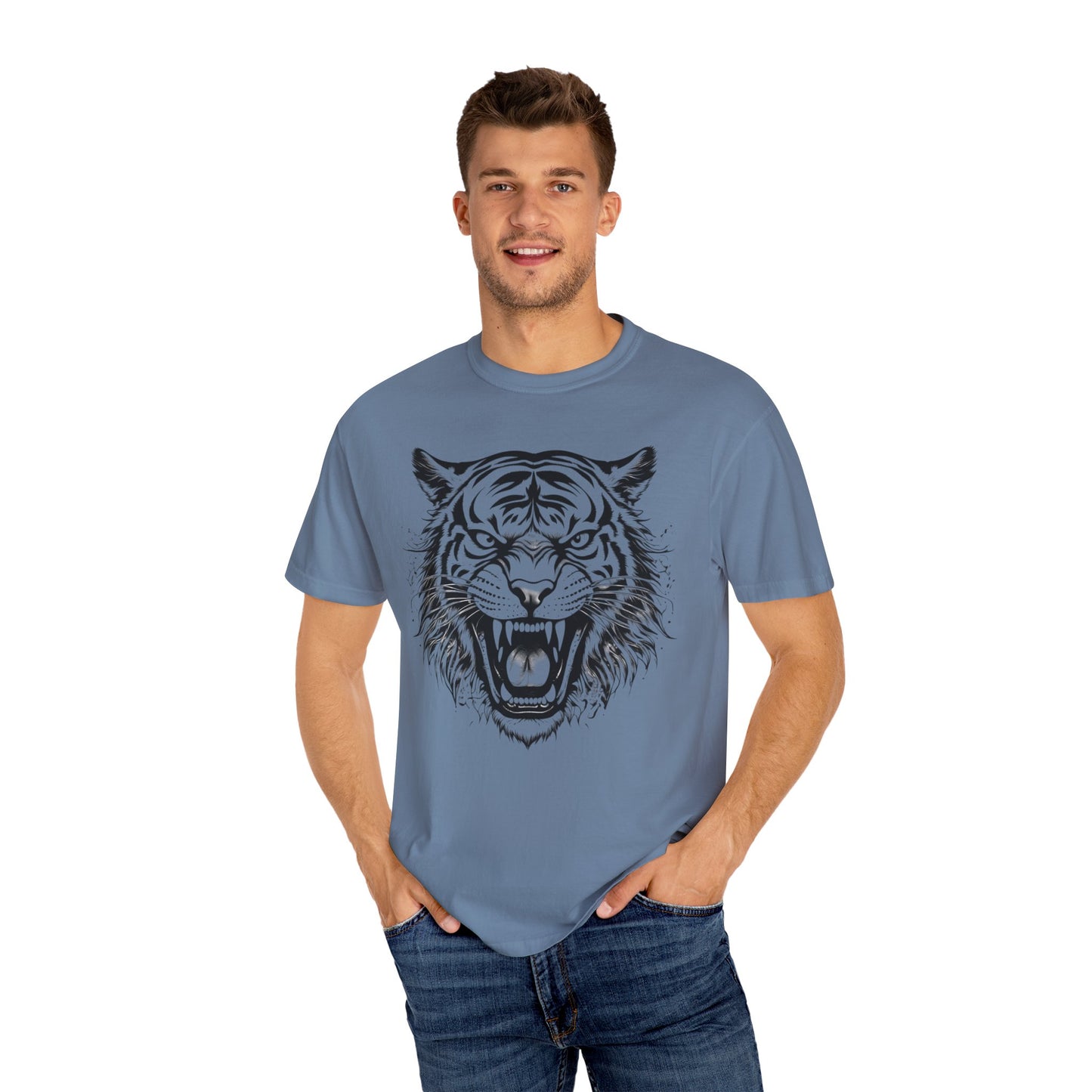 Fierce Tiger Unisex Garment-Dyed T-Shirt – Bold Graphic Tees for Animal Lovers