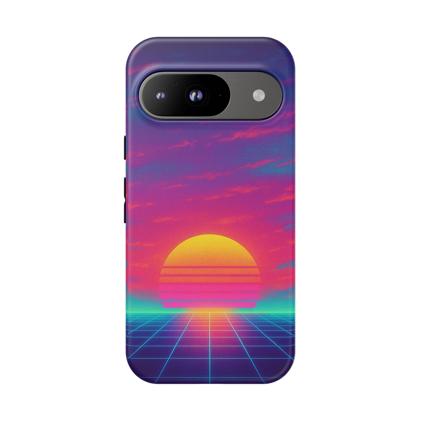 Retro Sunset Tough Phone Case - Vibrant 80s Aesthetic