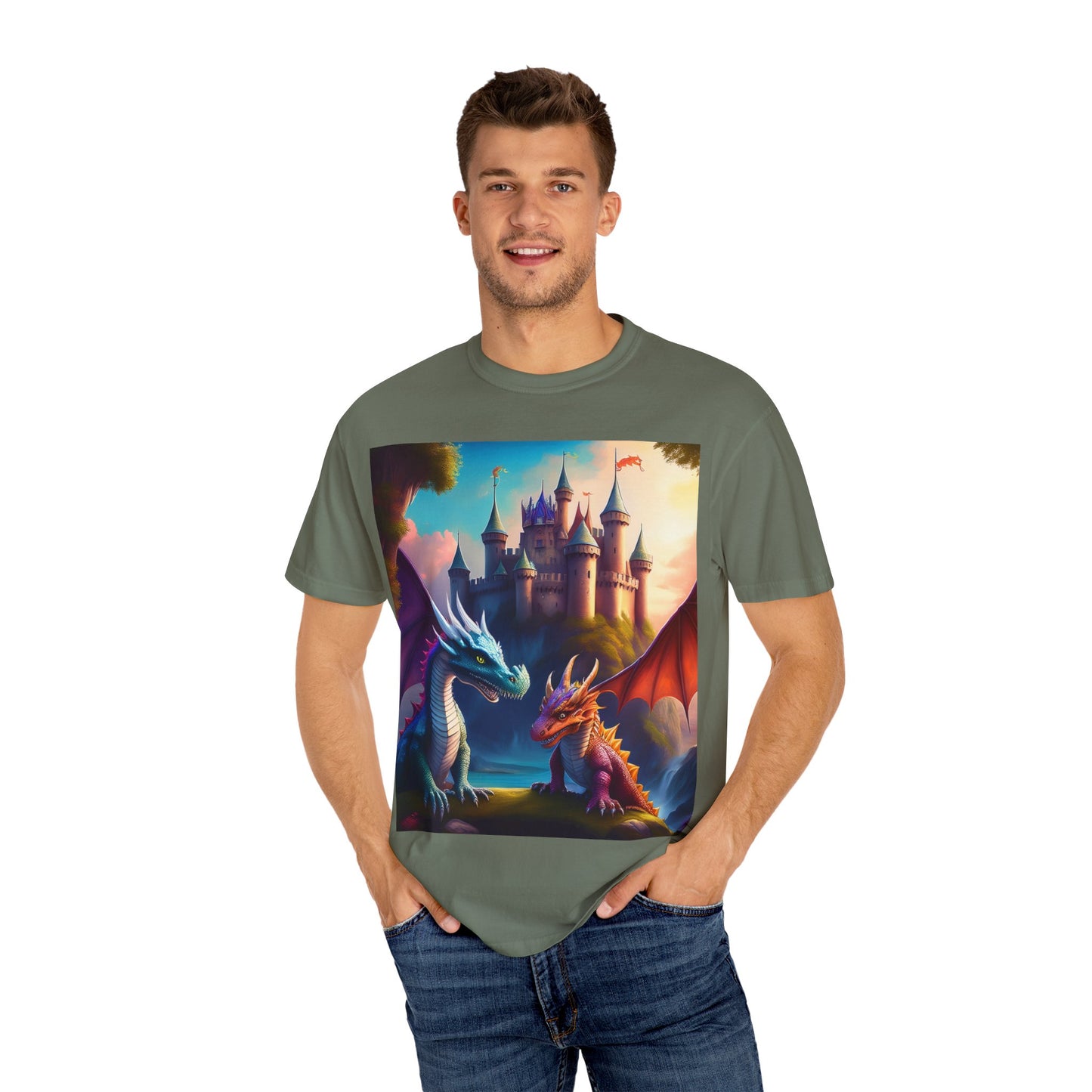 Fantasy Dragons Unisex Garment-Dyed T-Shirt - Perfect for Gamers & Fantasy Lovers