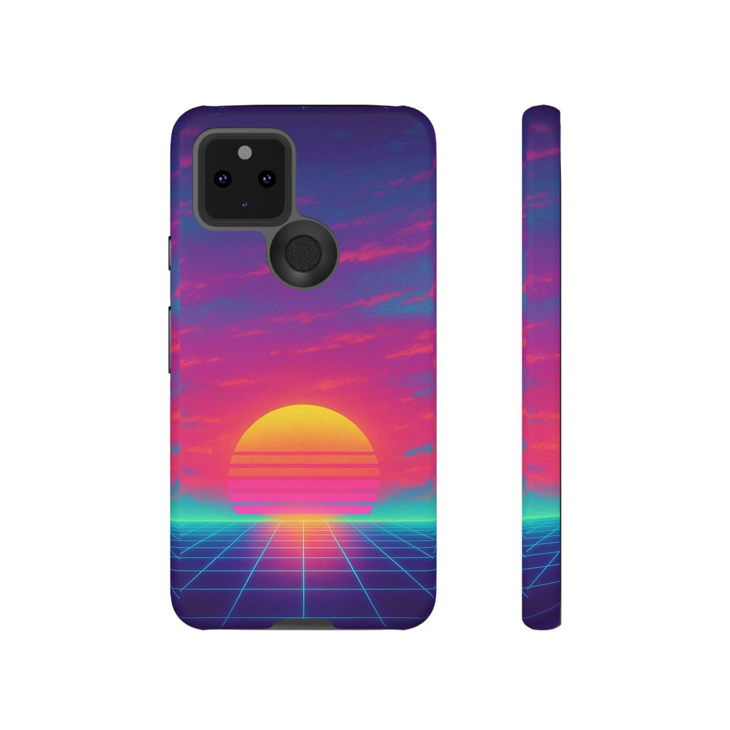 Retro Sunset Tough Phone Case - Vibrant 80s Aesthetic