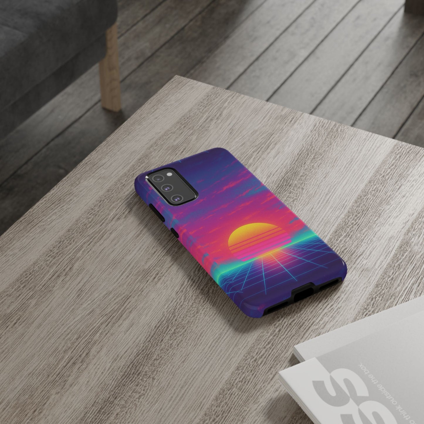 Retro Sunset Tough Phone Case - Vibrant 80s Aesthetic