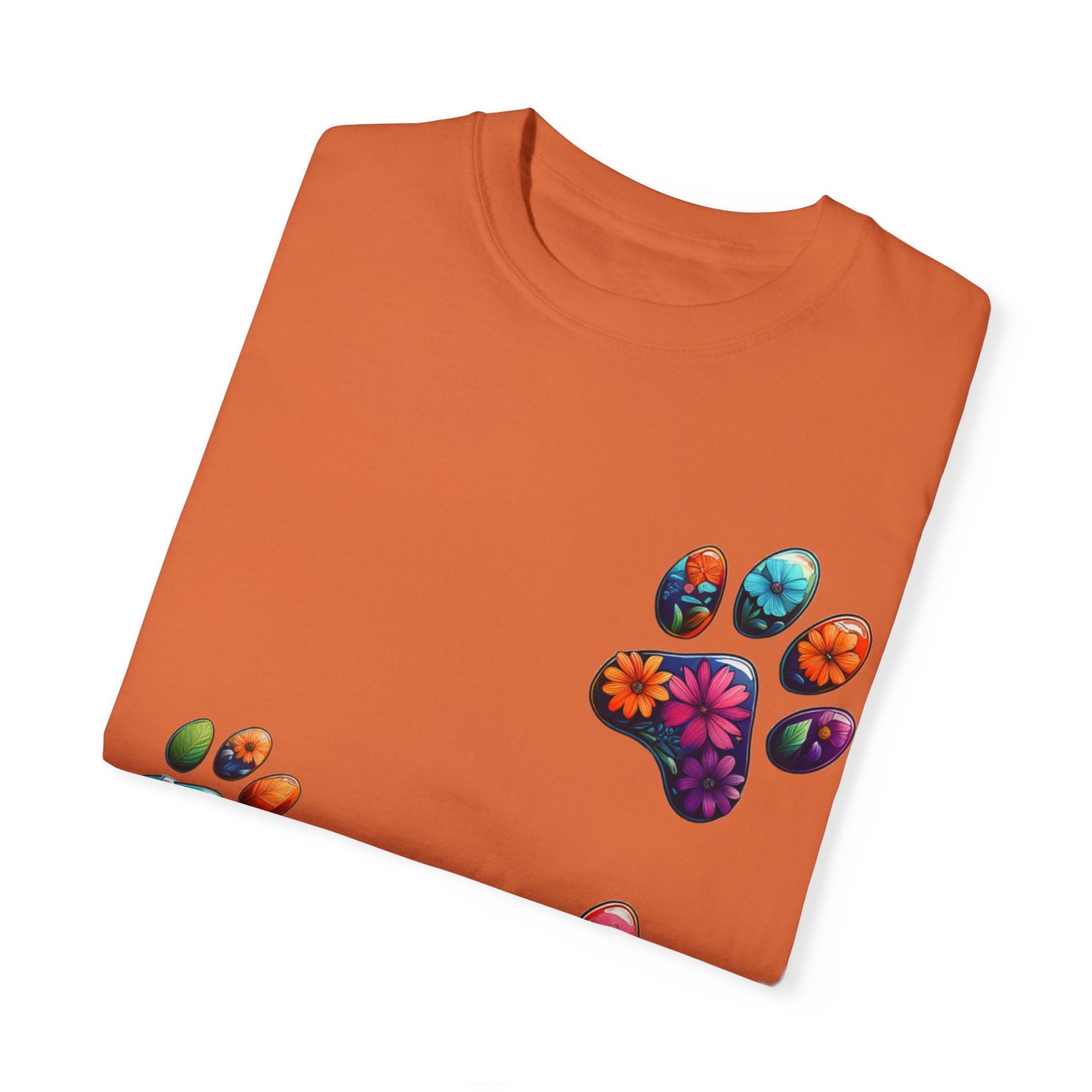 Floral Paw Print T-Shirt for Pet Lovers
