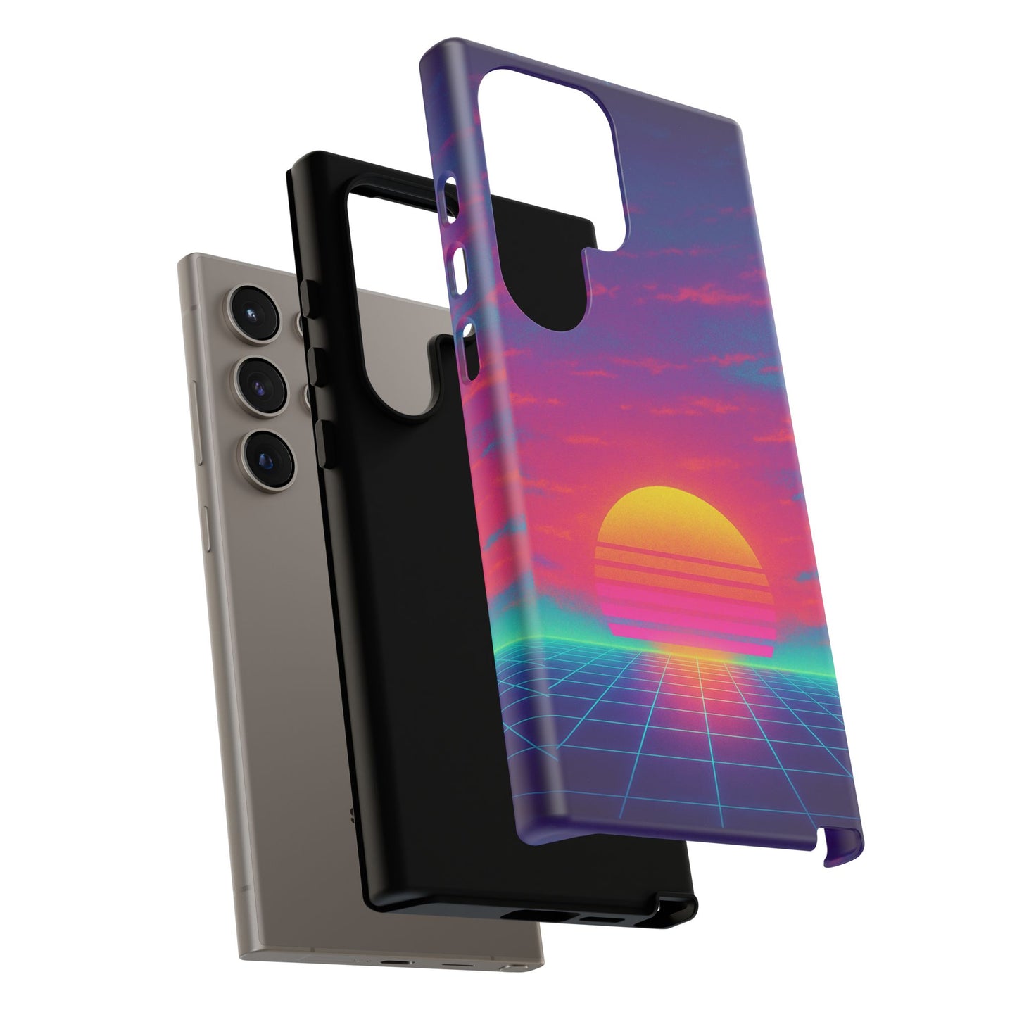 Retro Sunset Tough Phone Case - Vibrant 80s Aesthetic
