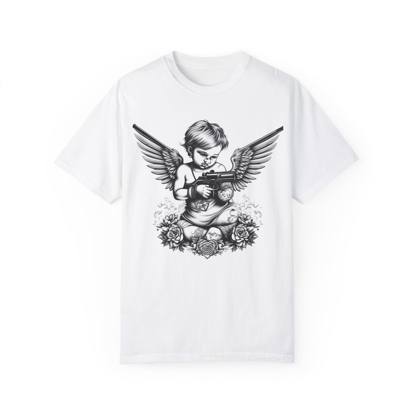 Unisex Angel with Gun Graphic T-Shirt - Edgy Streetwear