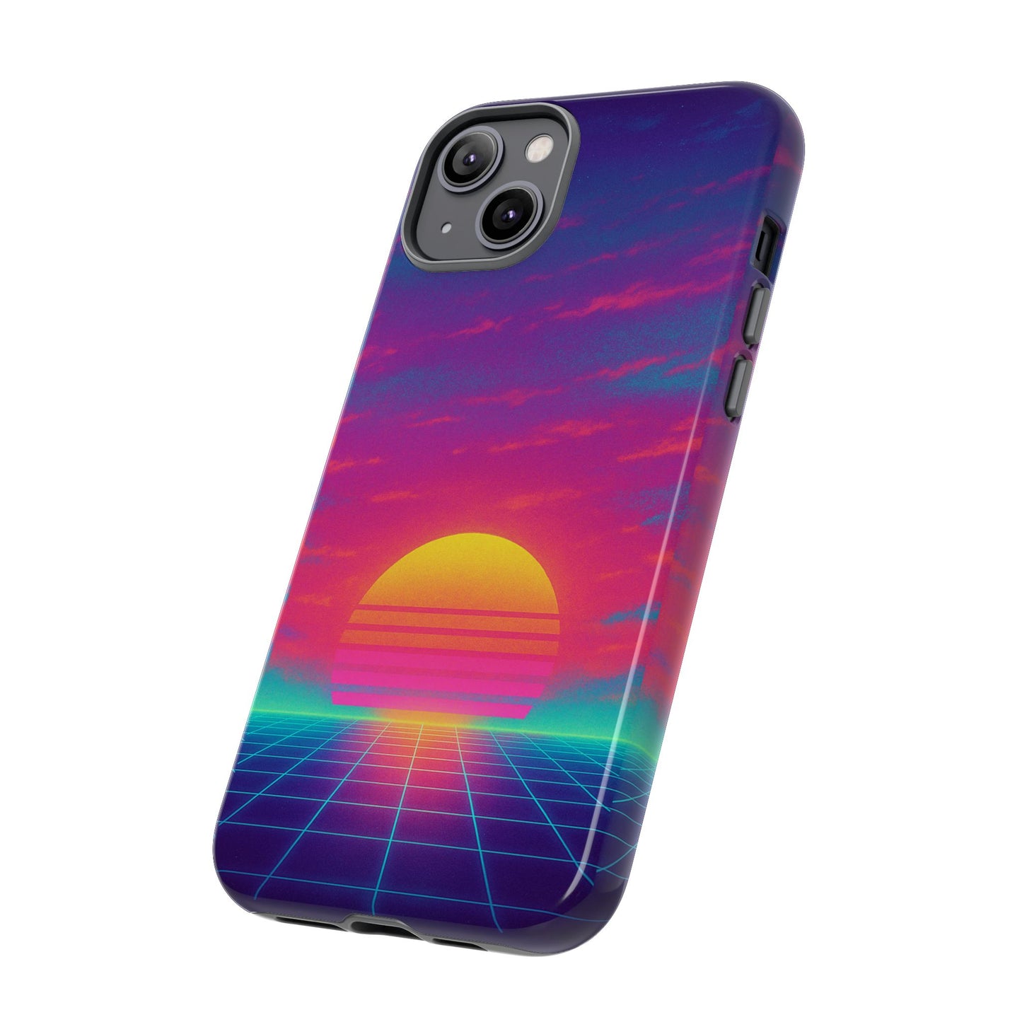 Retro Sunset Tough Phone Case - Vibrant 80s Aesthetic
