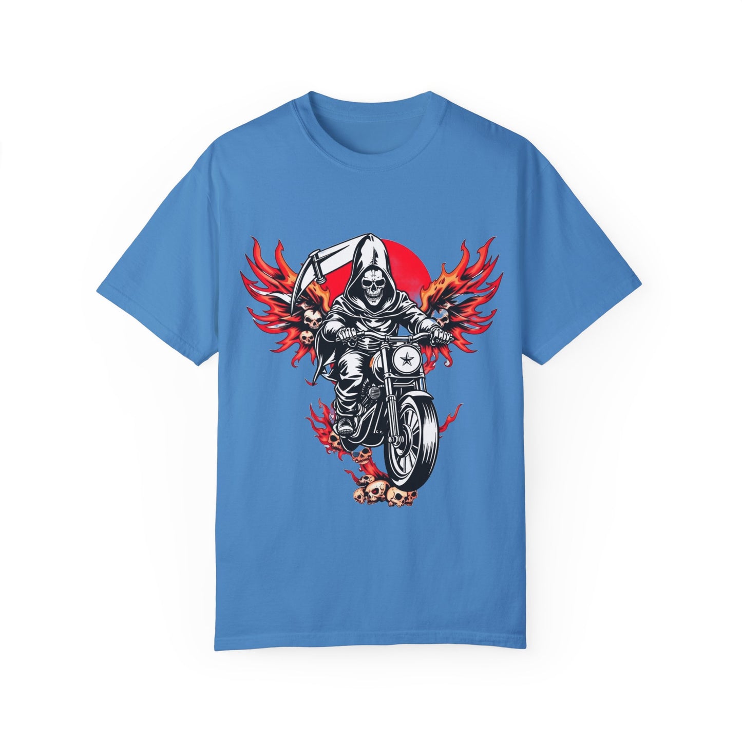 Unisex Motorcycle Grim Reaper T-Shirt - Bold Graphic Tee for Bikers and Rebels