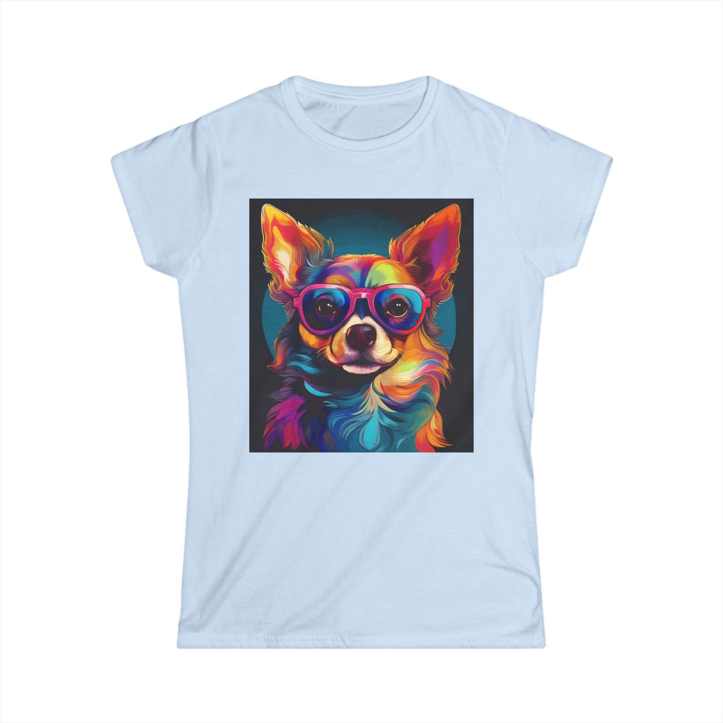 Colorful Dog Graphic Women's Softstyle Tee - Perfect for Animal Lovers