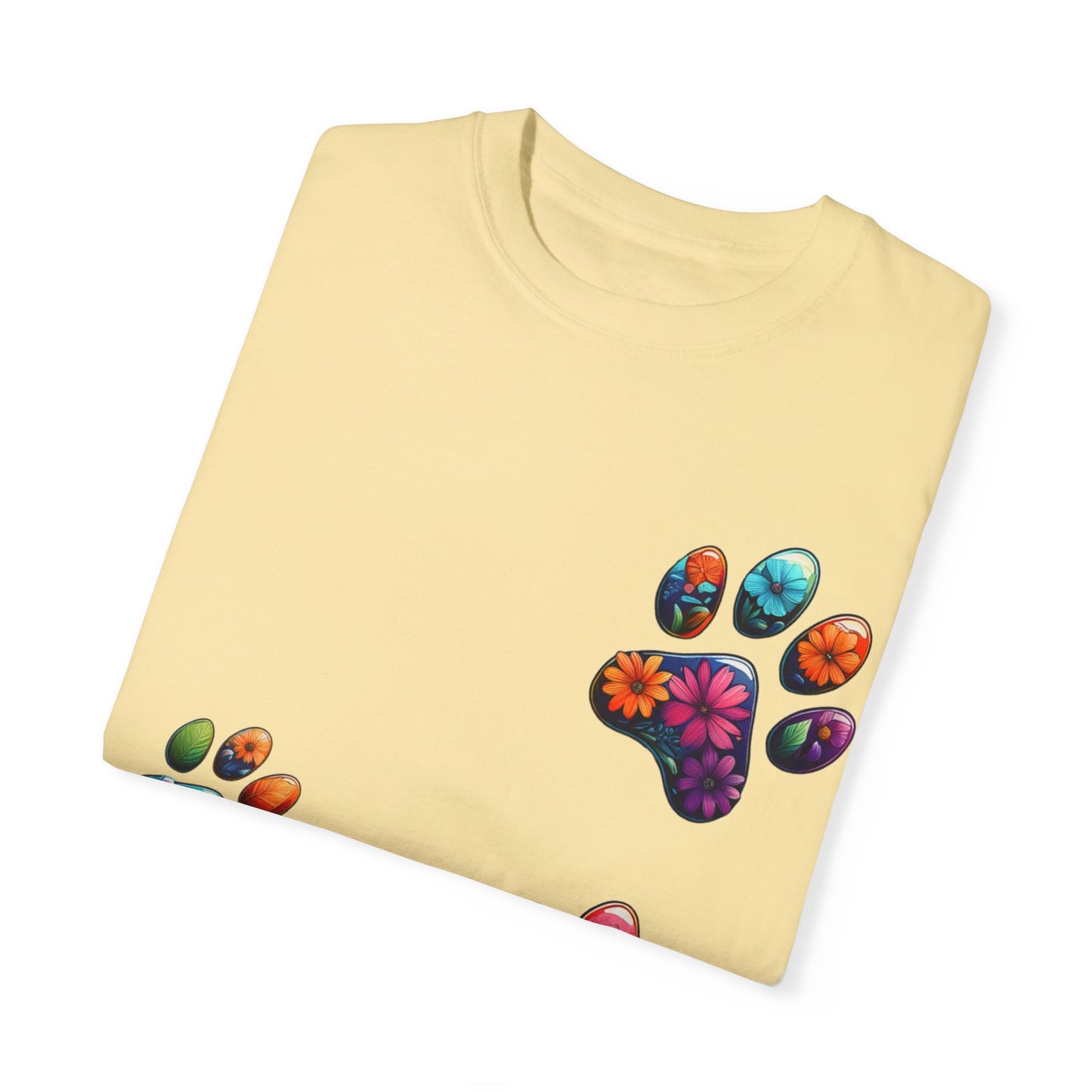 Floral Paw Print T-Shirt for Pet Lovers