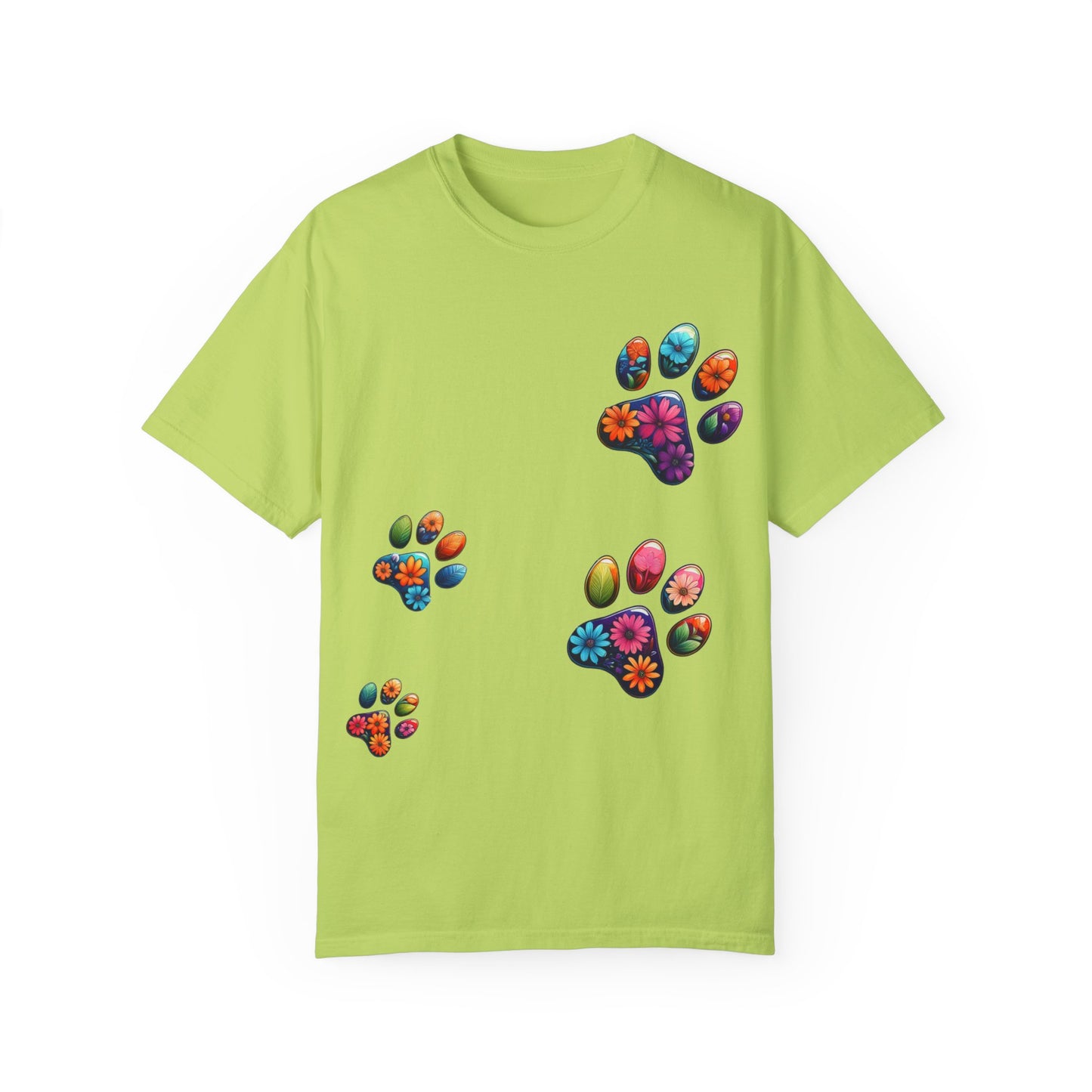 Floral Paw Print T-Shirt for Pet Lovers