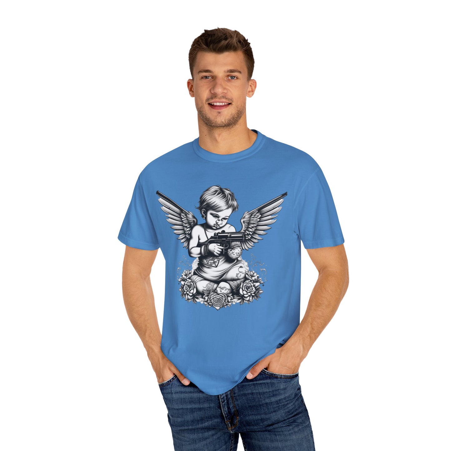Unisex Angel with Gun Graphic T-Shirt - Edgy Streetwear
