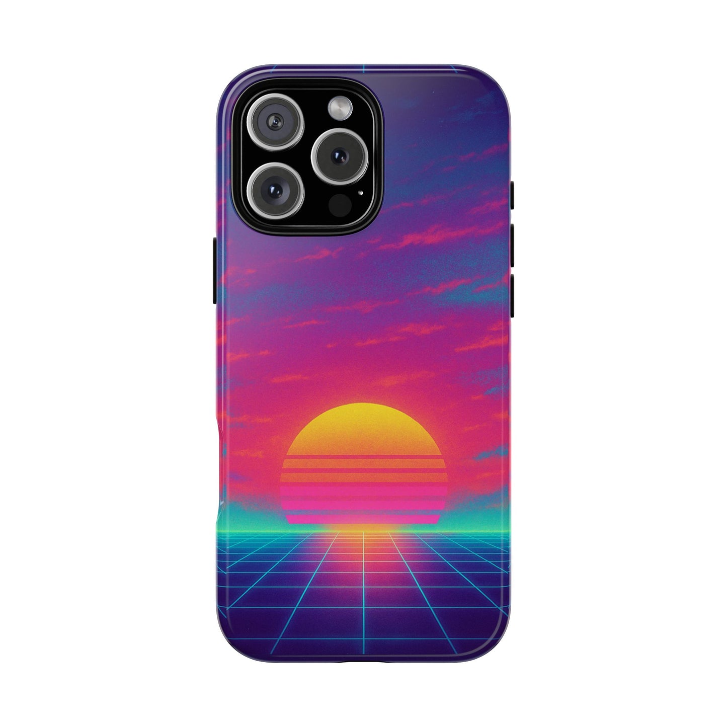 Retro Sunset Tough Phone Case - Vibrant 80s Aesthetic