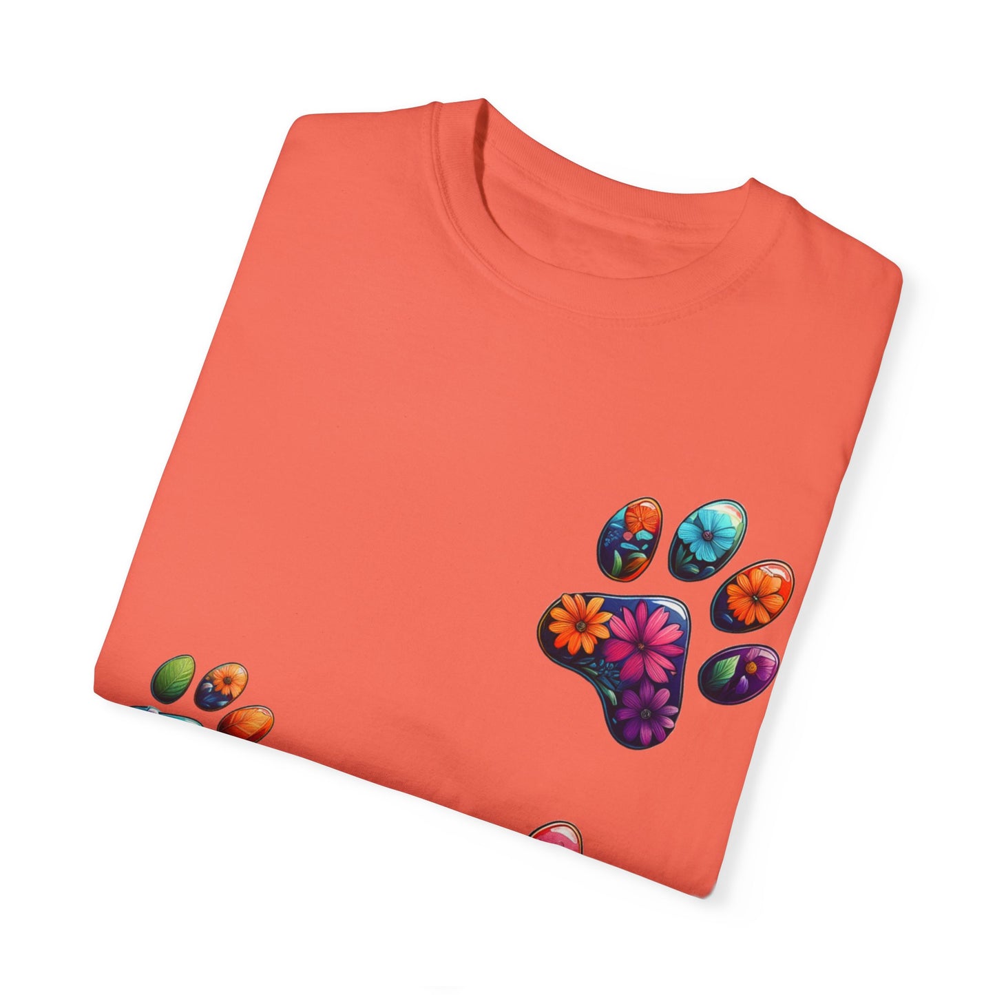 Floral Paw Print T-Shirt for Pet Lovers