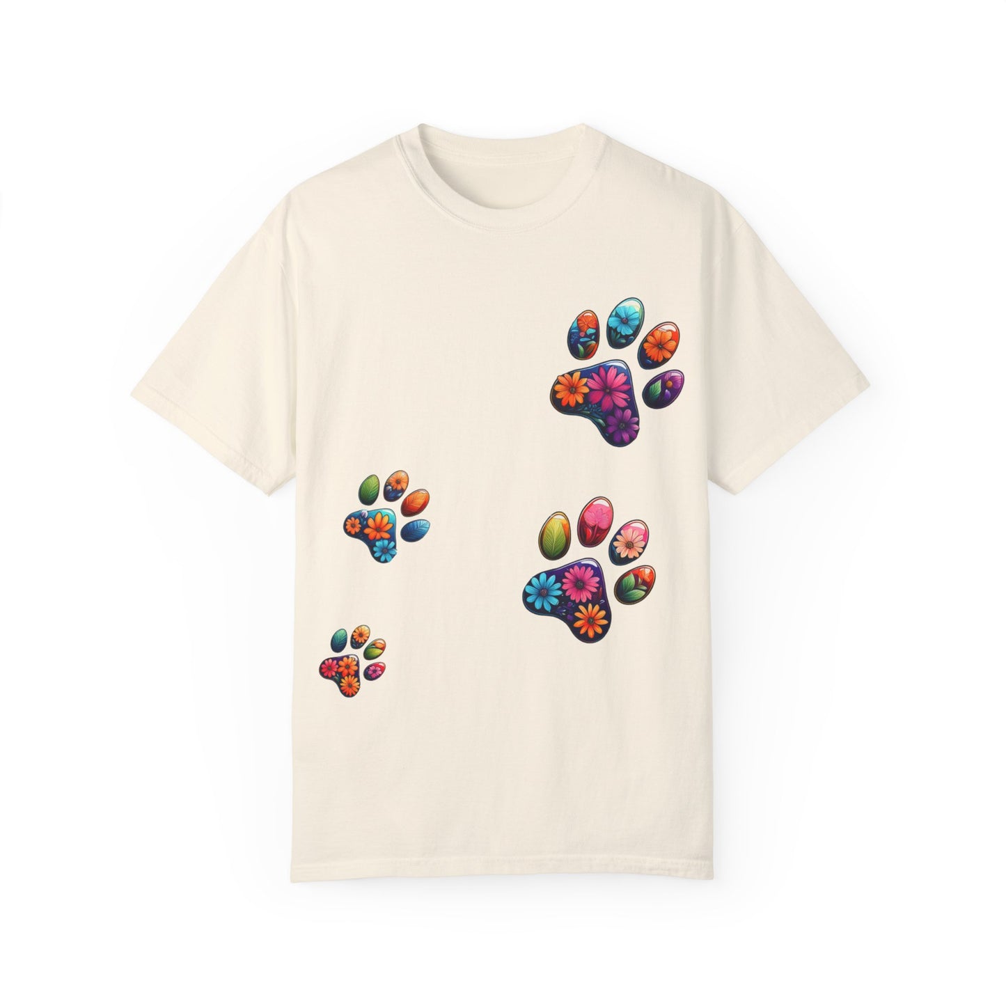Floral Paw Print T-Shirt for Pet Lovers