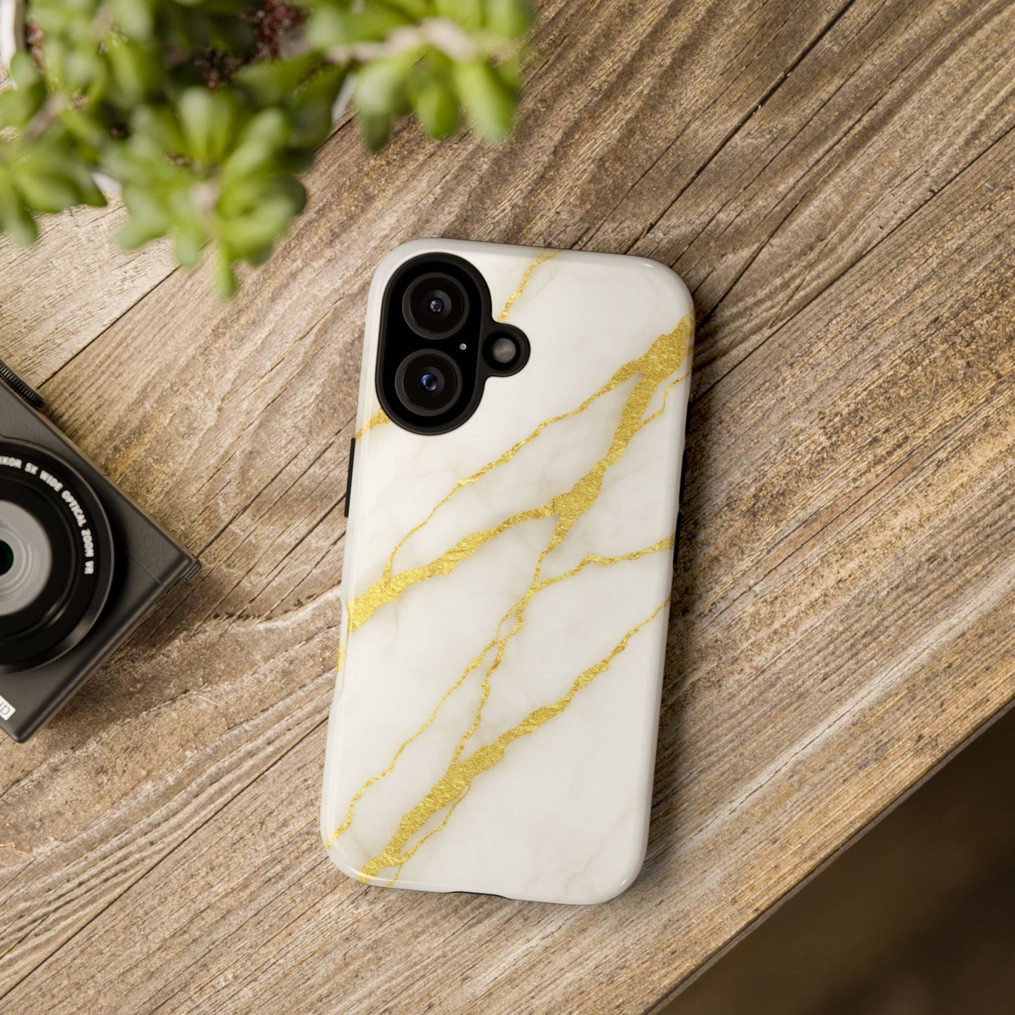 Luxury Marble Phone Case with Gold Accents