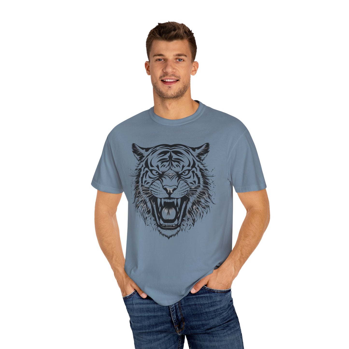 Fierce Tiger Unisex Garment-Dyed T-Shirt – Bold Graphic Tees for Animal Lovers