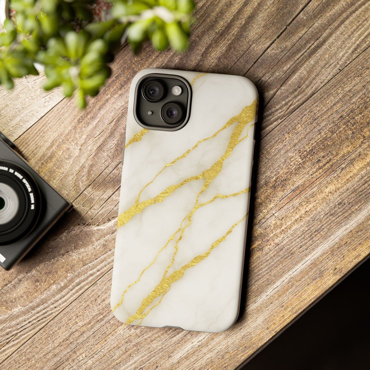 Luxury Marble Phone Case with Gold Accents