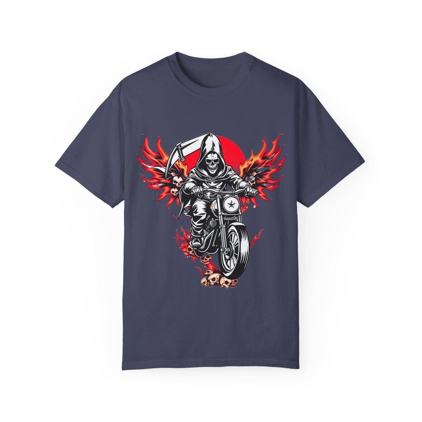 Unisex Motorcycle Grim Reaper T-Shirt - Bold Graphic Tee for Bikers and Rebels