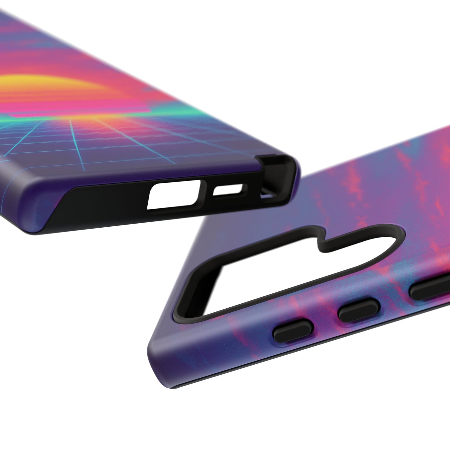 Retro Sunset Tough Phone Case - Vibrant 80s Aesthetic