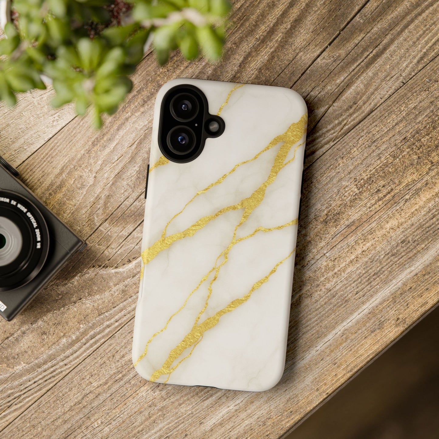 Luxury Marble Phone Case with Gold Accents