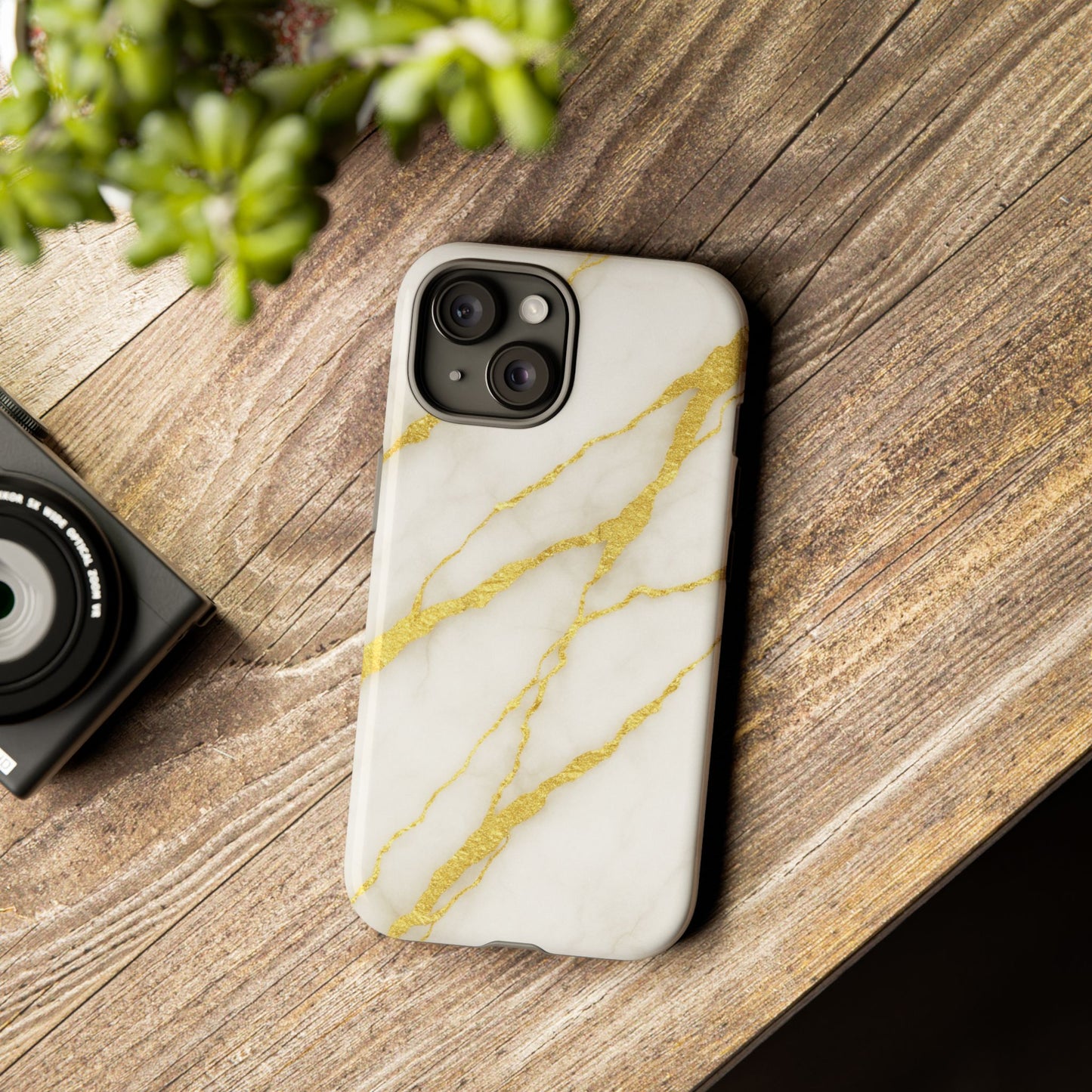 Luxury Marble Phone Case with Gold Accents