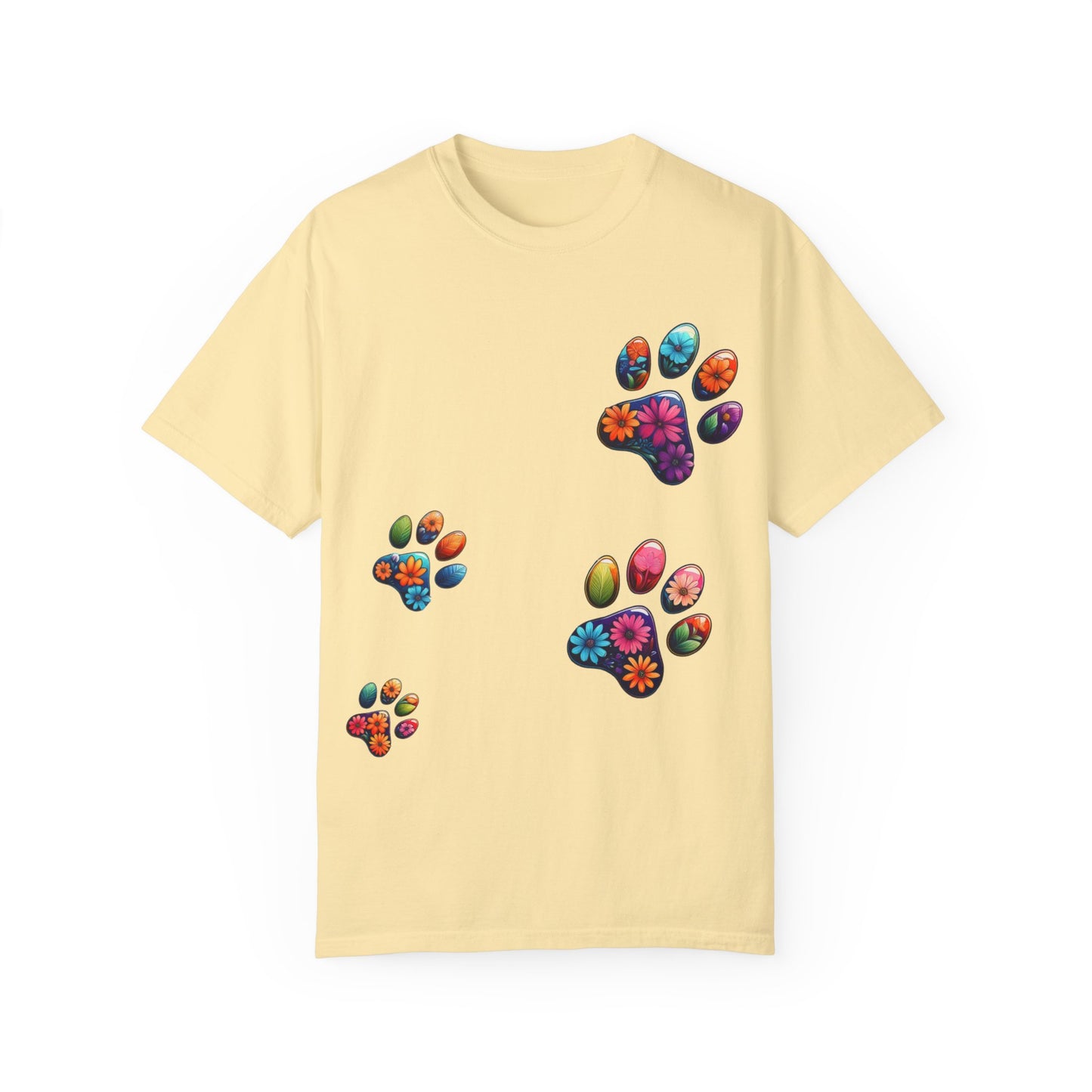Floral Paw Print T-Shirt for Pet Lovers