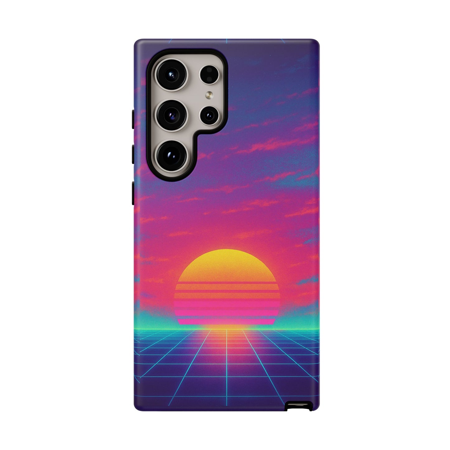 Retro Sunset Tough Phone Case - Vibrant 80s Aesthetic
