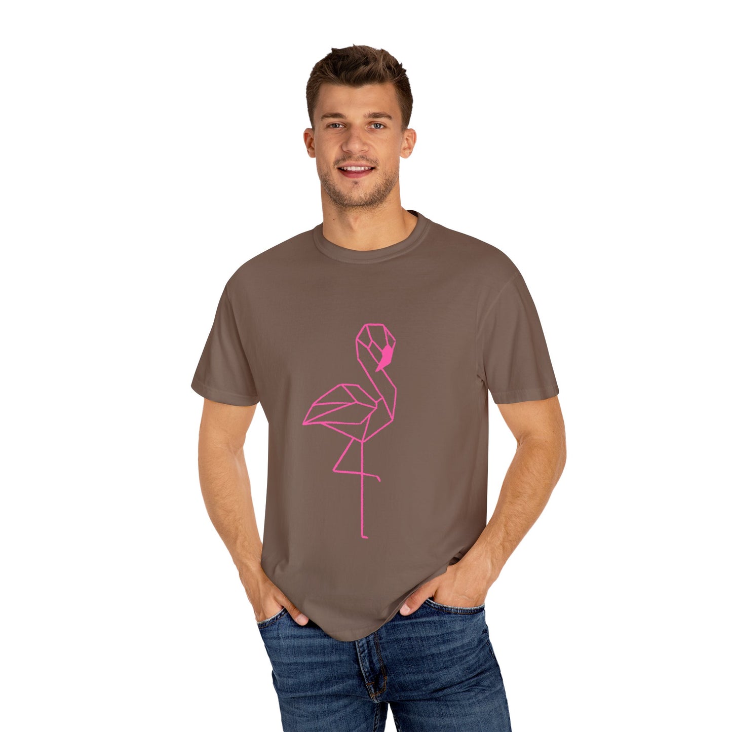 Geo Flamingo Unisex T-shirt | Summer Vibes Tee | Gift for Nature Lovers | Casual Wear for Every Occasion, Beach, Vacation, Friends Gathering