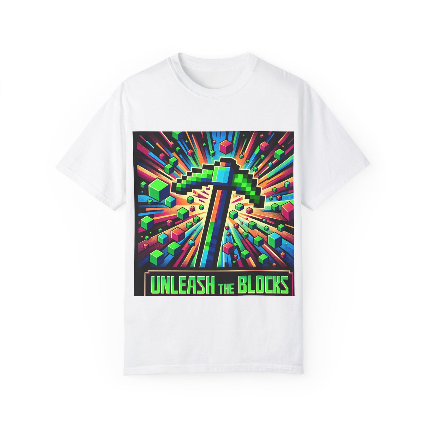 Unisex Garment-Dyed T-shirt - 'Unleash the Blocks' Gaming Tee