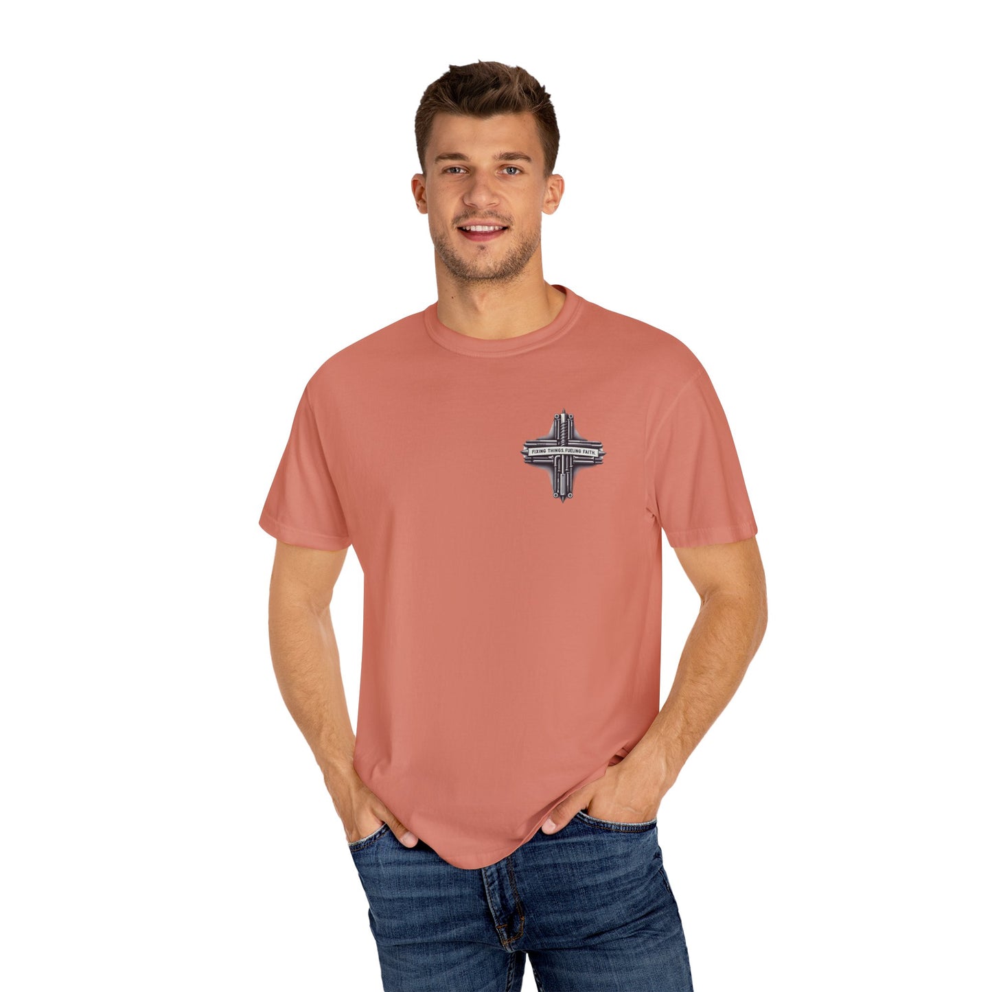 Faith-Inspired Unisex T-Shirt | Fixing Things Fueling Faith | Inspirational Gift for Believers | Casual Wear, Church Events, Everyday Style