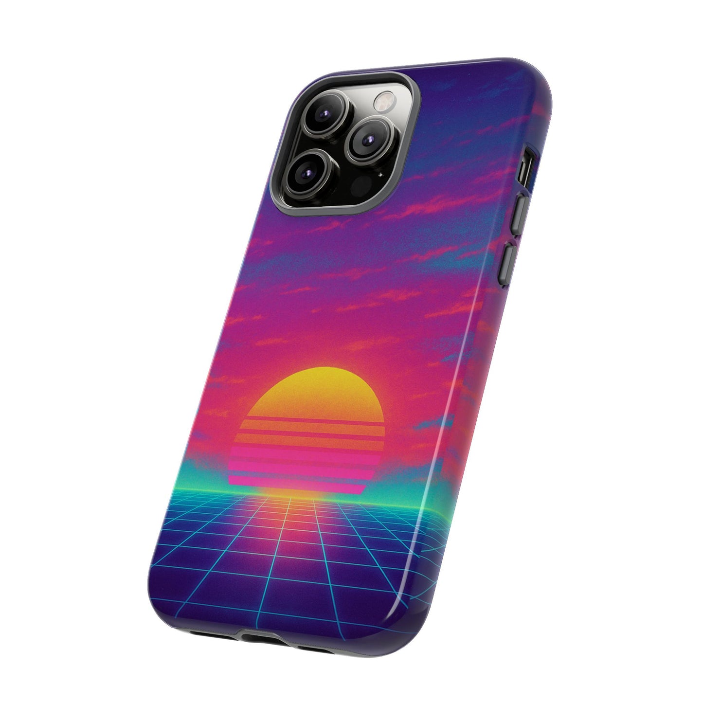 Retro Sunset Tough Phone Case - Vibrant 80s Aesthetic