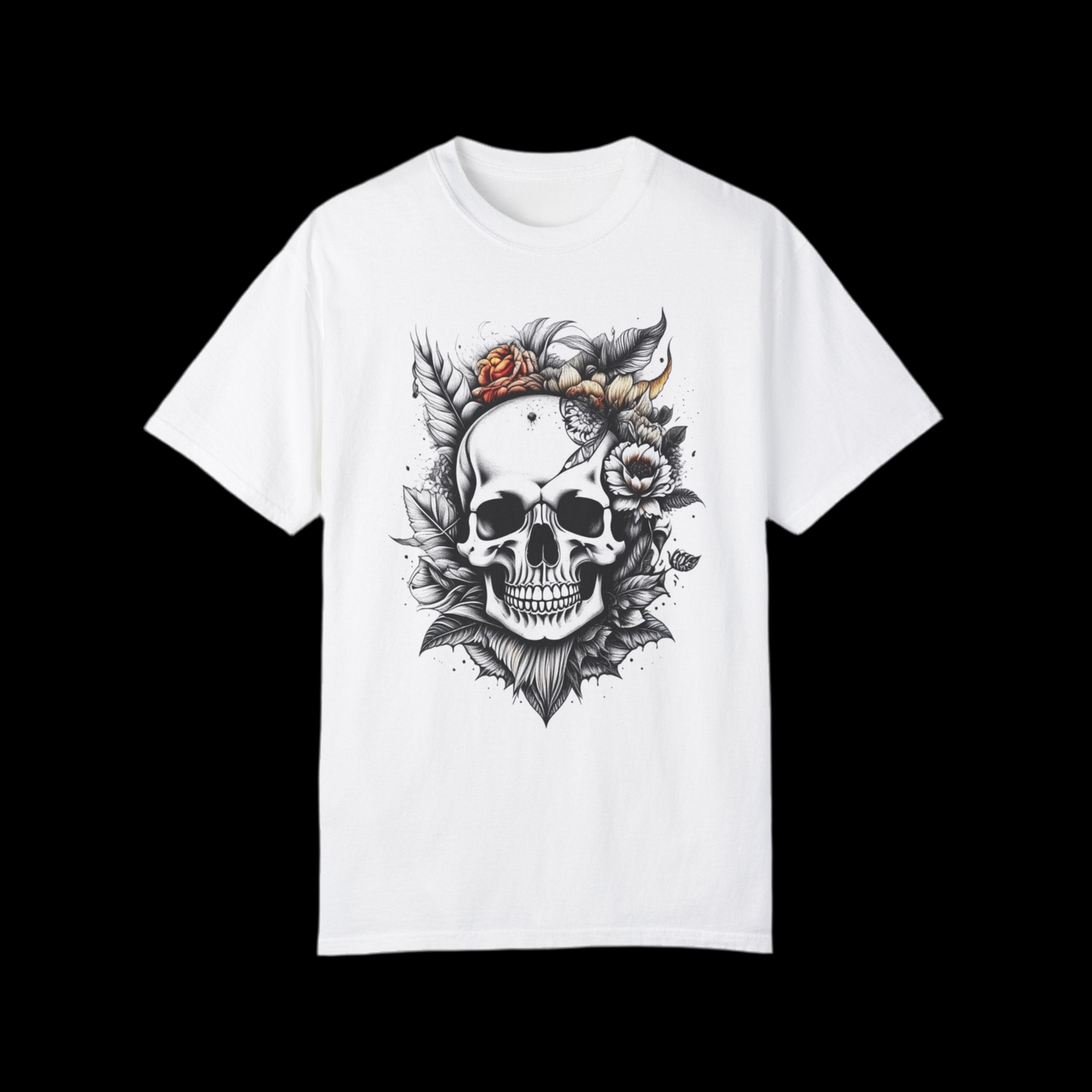 Unisex Skull Floral T-Shirt - Edgy Graphic Tee for Everyday Wear