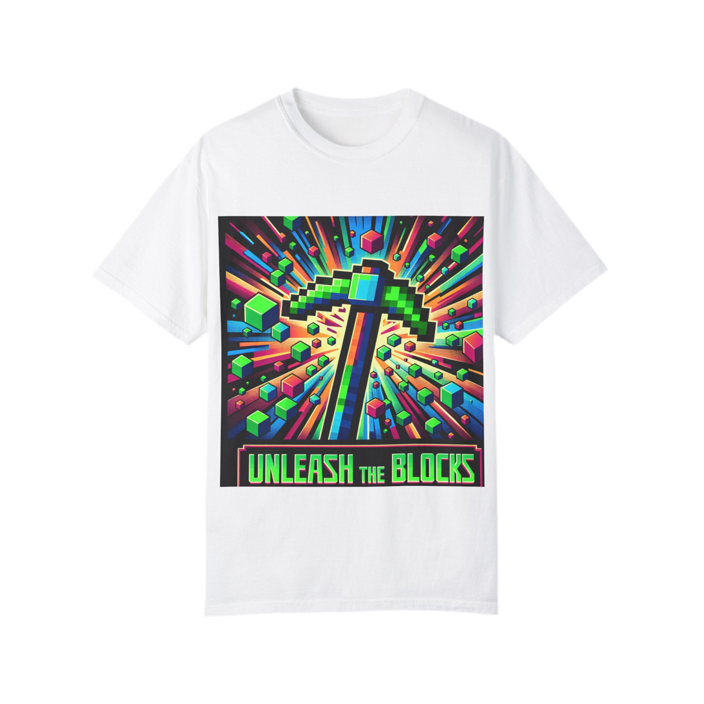 Unisex Garment-Dyed T-shirt - 'Unleash the Blocks' Gaming Tee