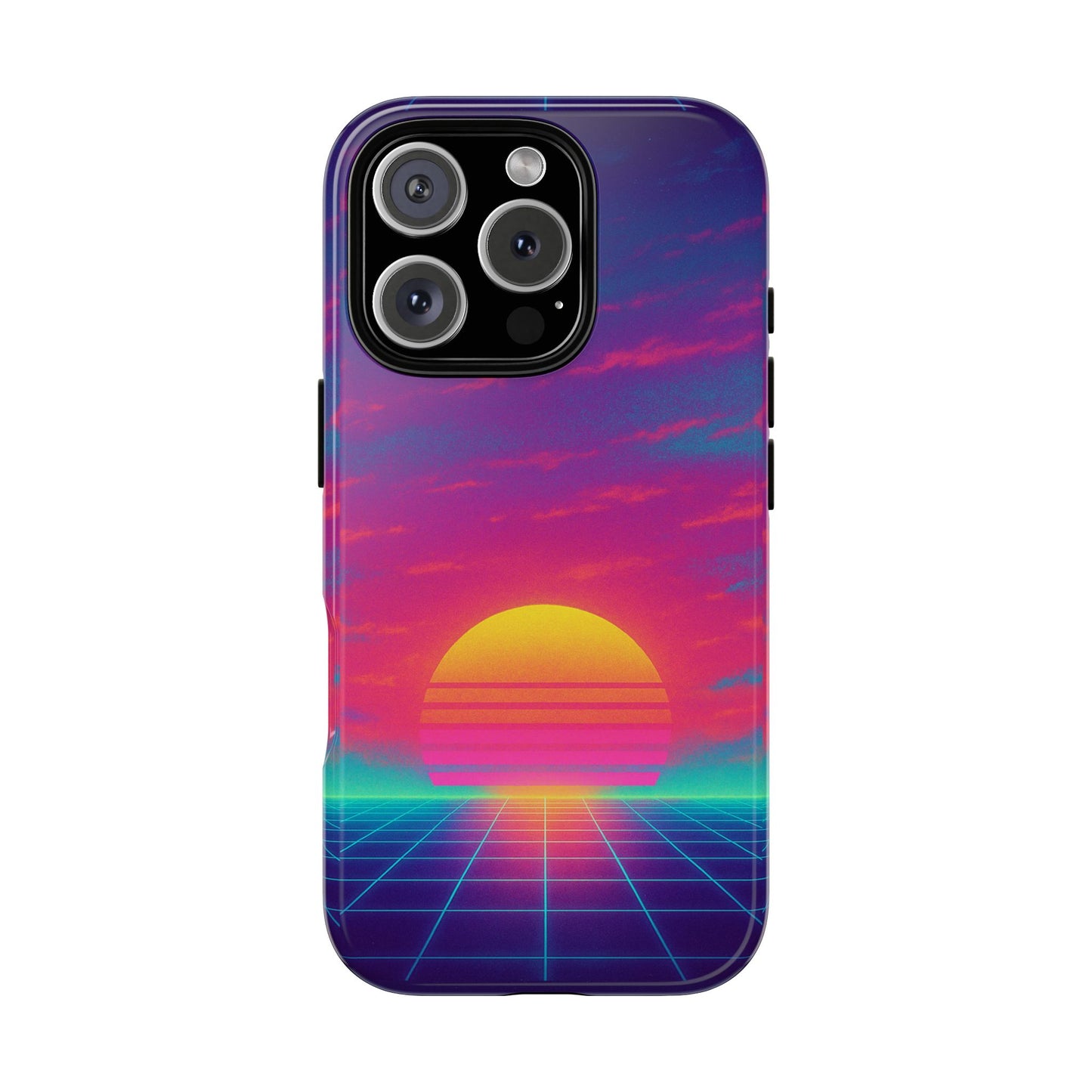 Retro Sunset Tough Phone Case - Vibrant 80s Aesthetic