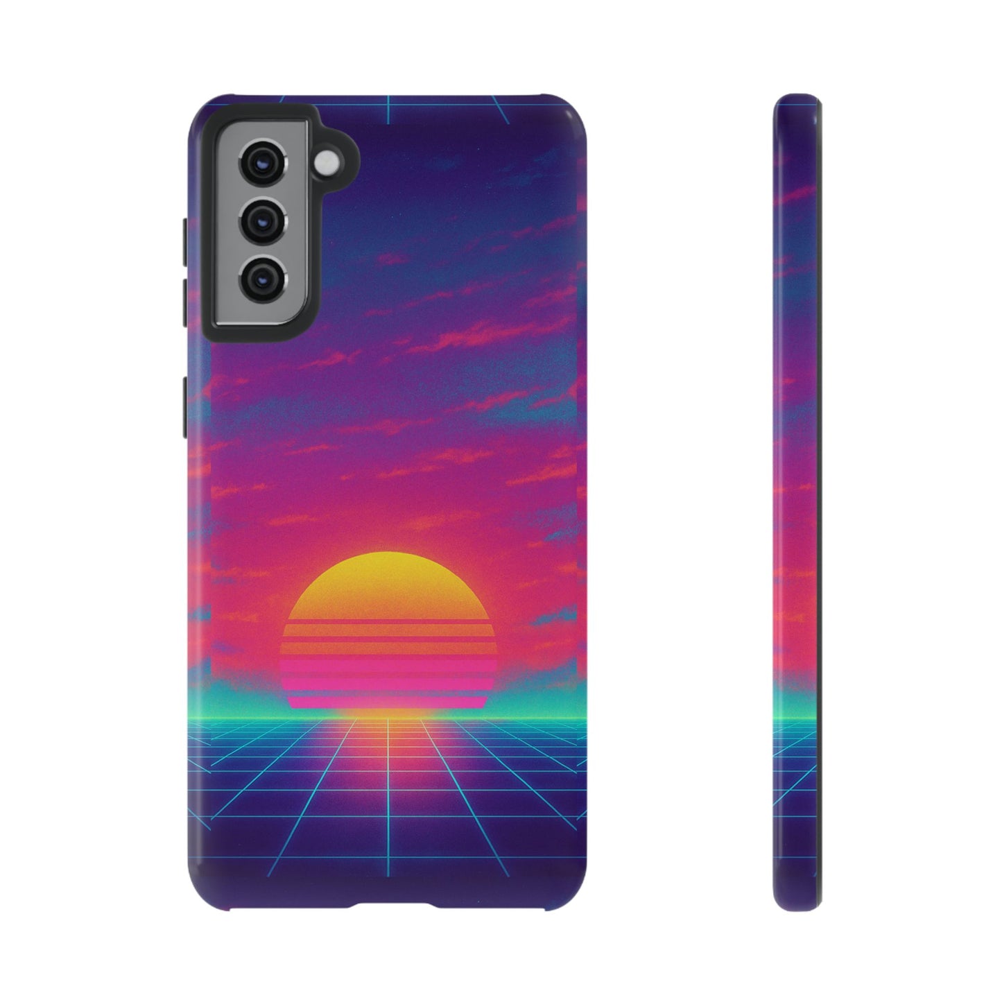 Retro Sunset Tough Phone Case - Vibrant 80s Aesthetic