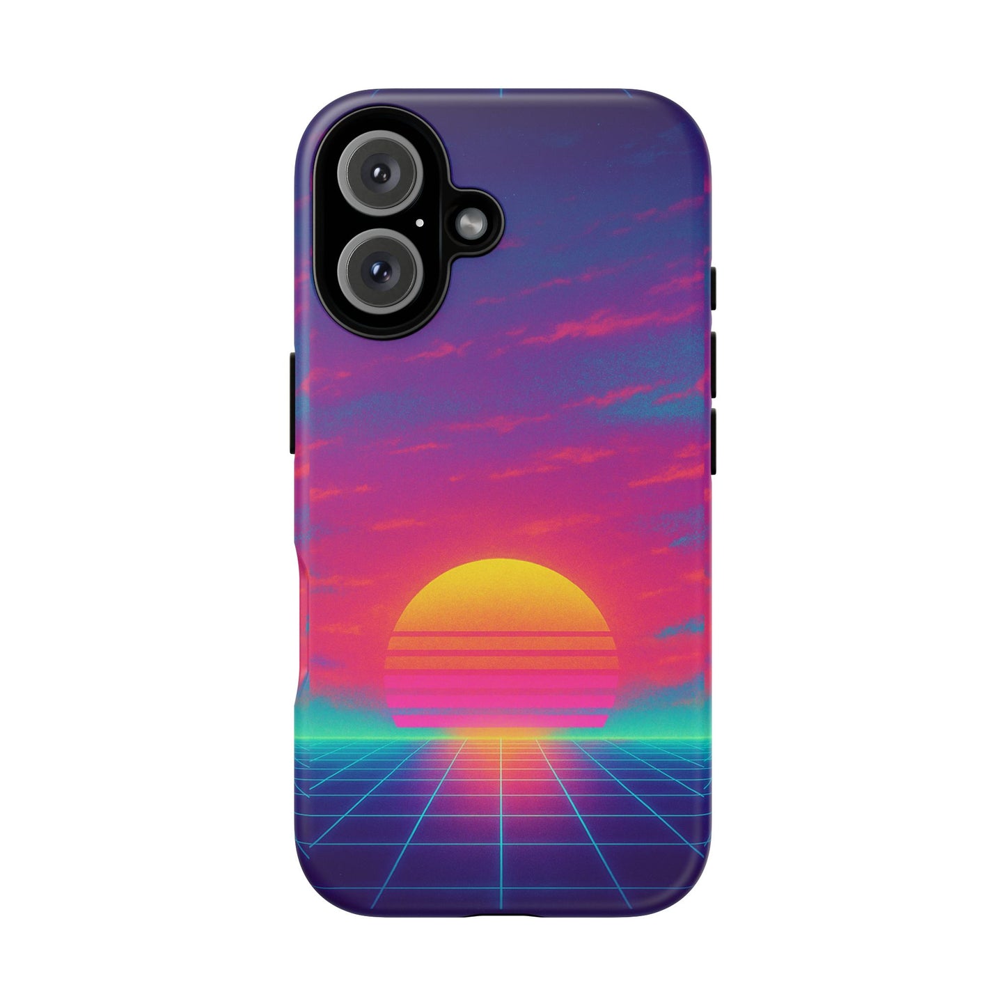 Retro Sunset Tough Phone Case - Vibrant 80s Aesthetic