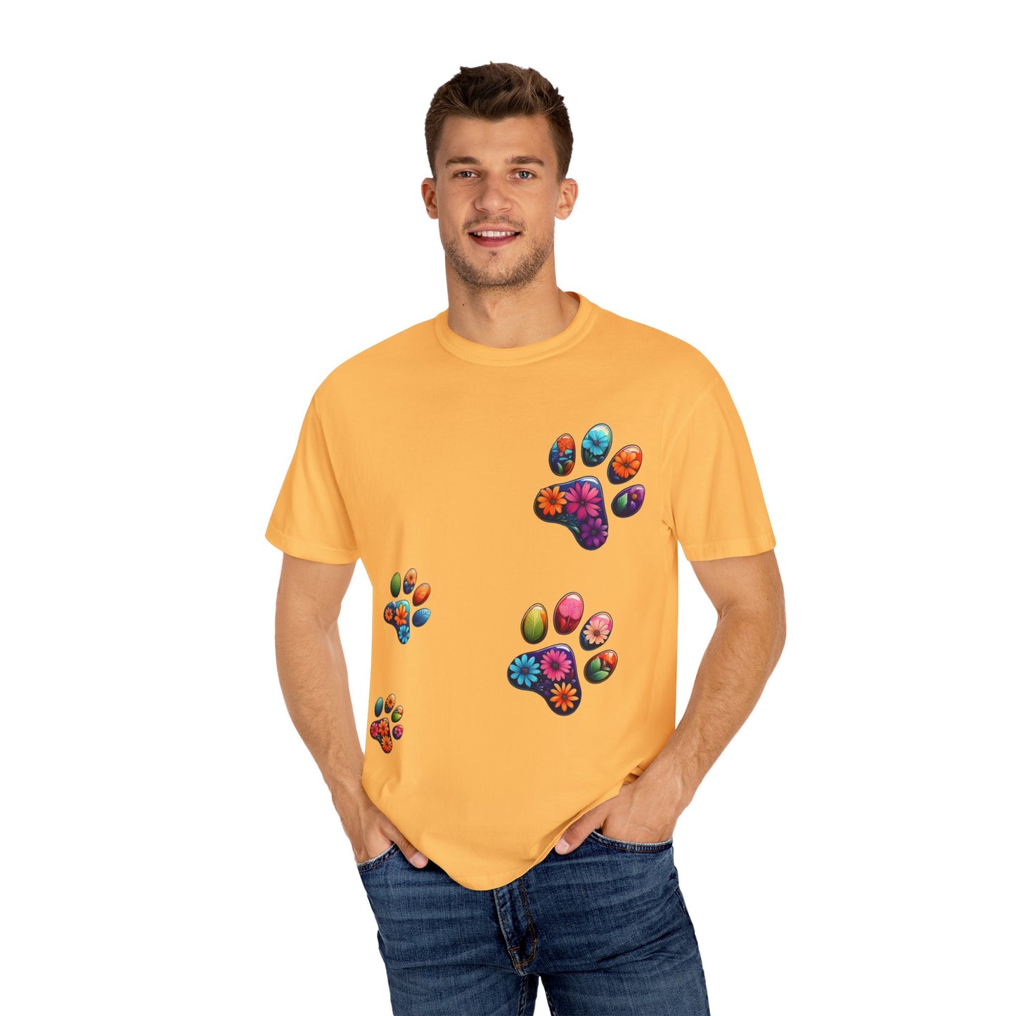 Floral Paw Print T-Shirt for Pet Lovers