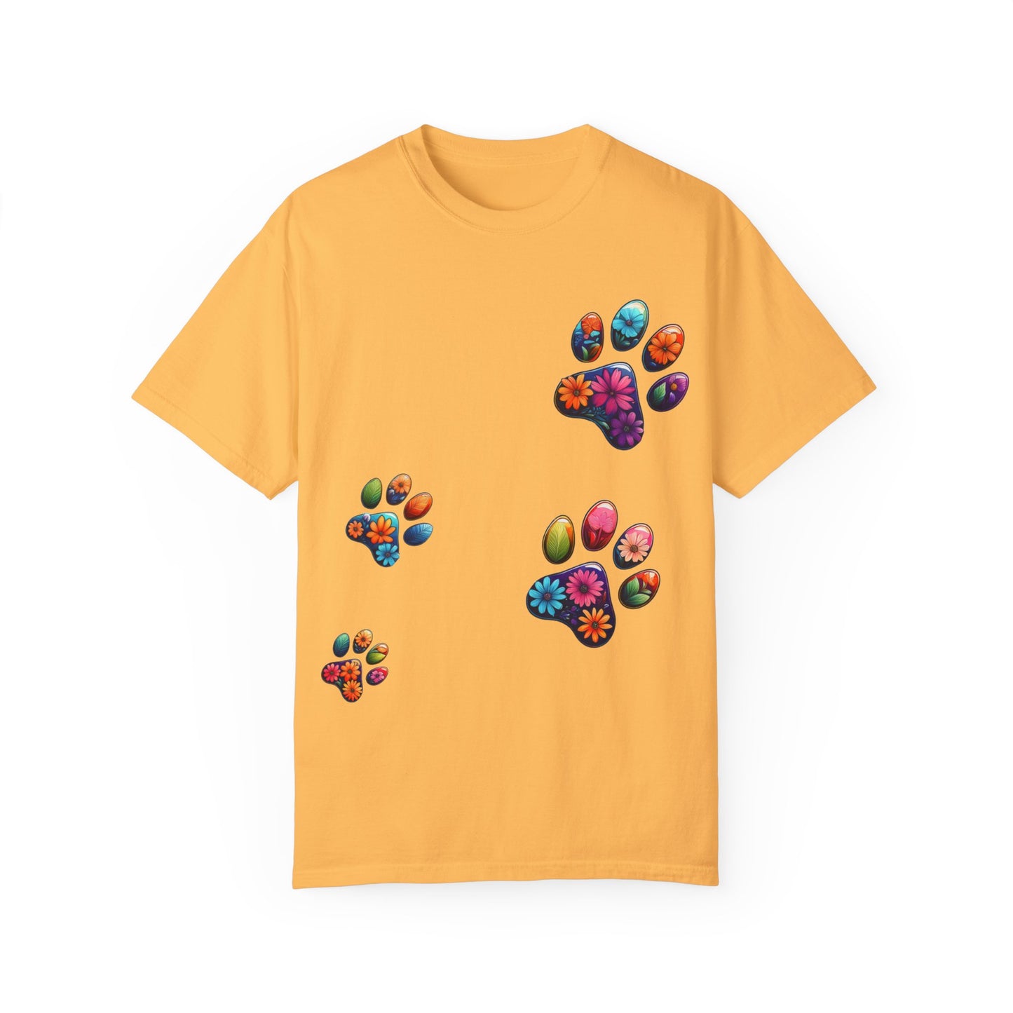 Floral Paw Print T-Shirt for Pet Lovers